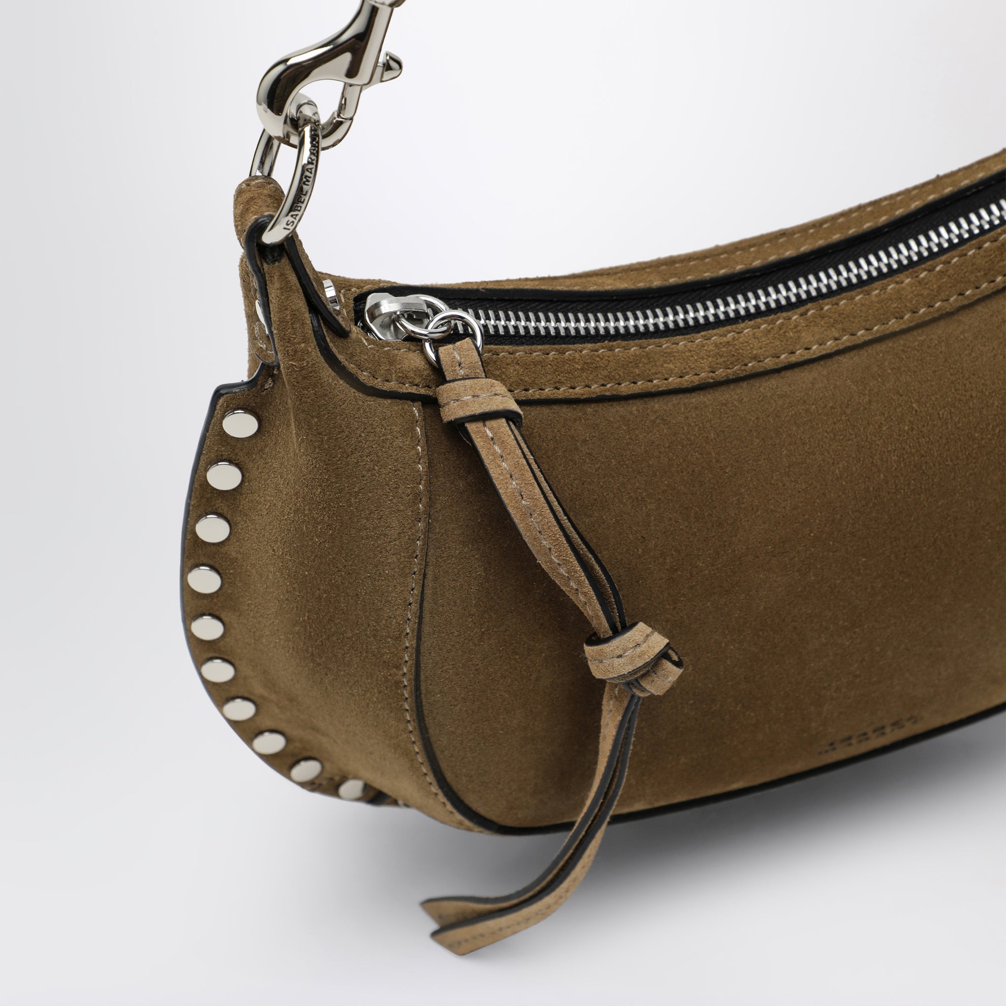 Borsa a spalla Oskan Moon in suede taupe