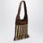 Striped raffia bag