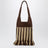 Striped raffia bag