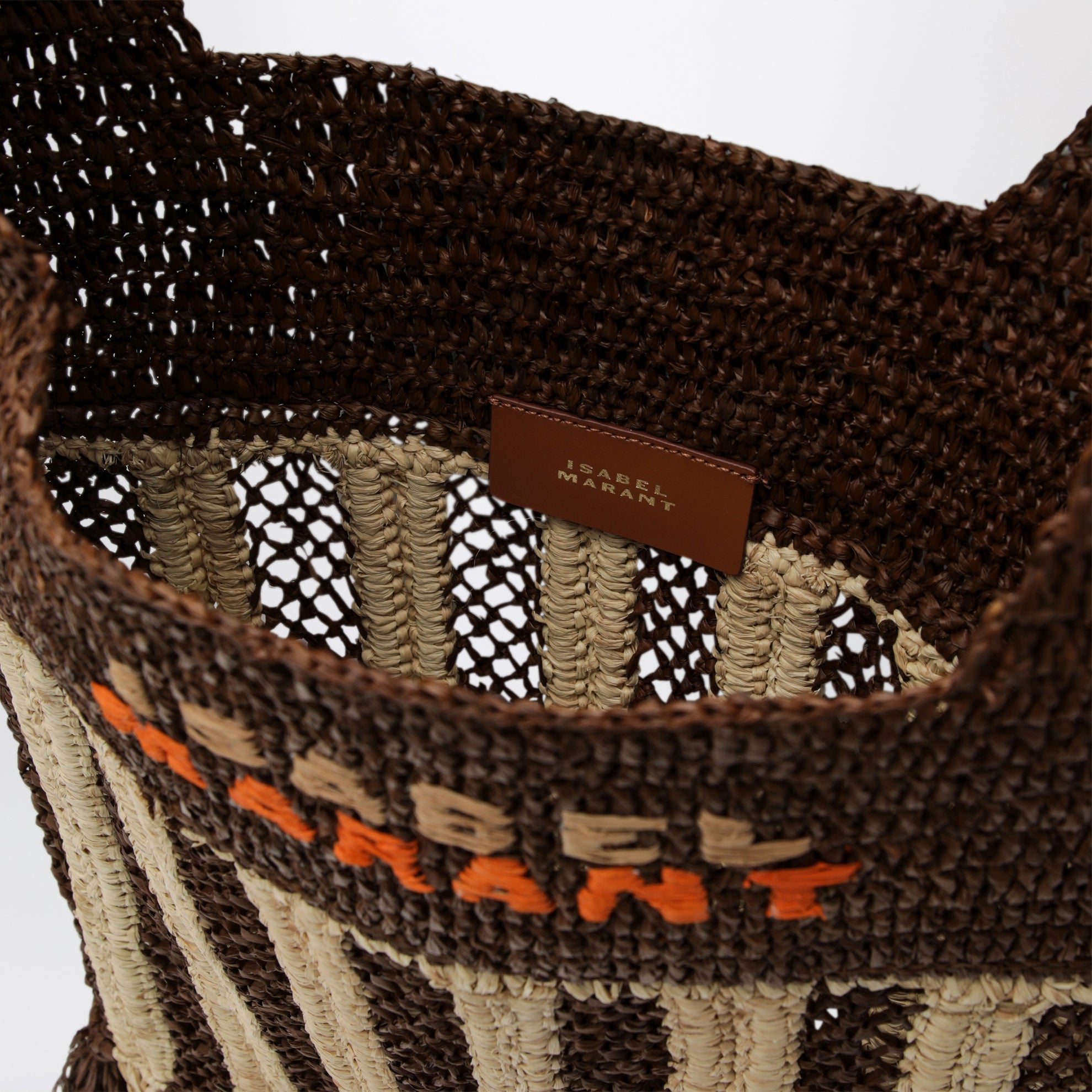 Striped raffia bag