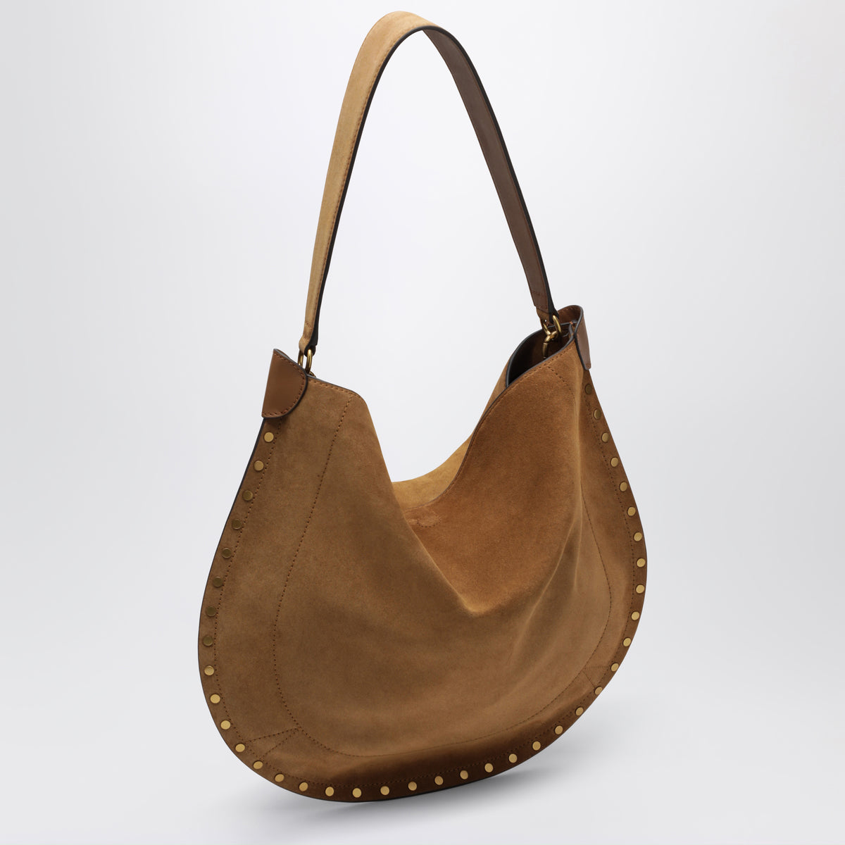Cognac suede shoulder bag