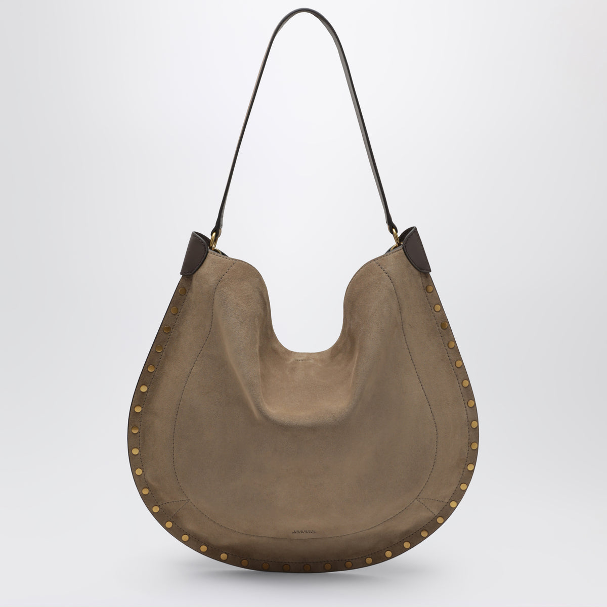 Borsa a tracolla taupe in pelle scamosciata