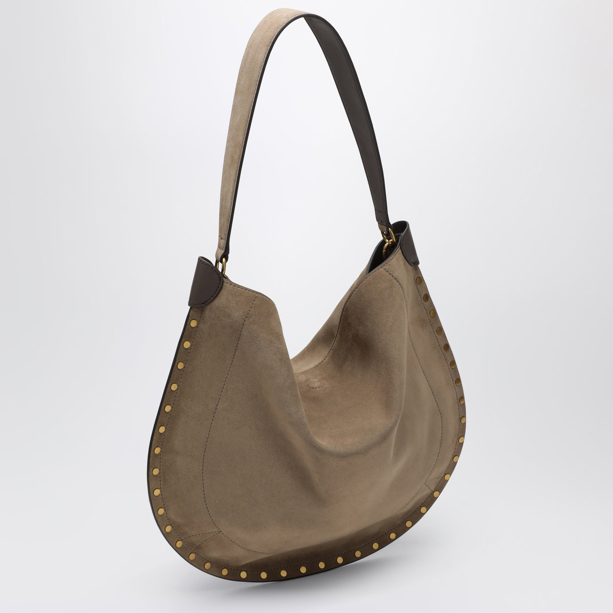 Borsa a tracolla taupe in pelle scamosciata