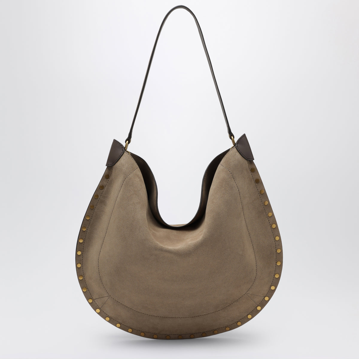 Borsa a tracolla taupe in pelle scamosciata