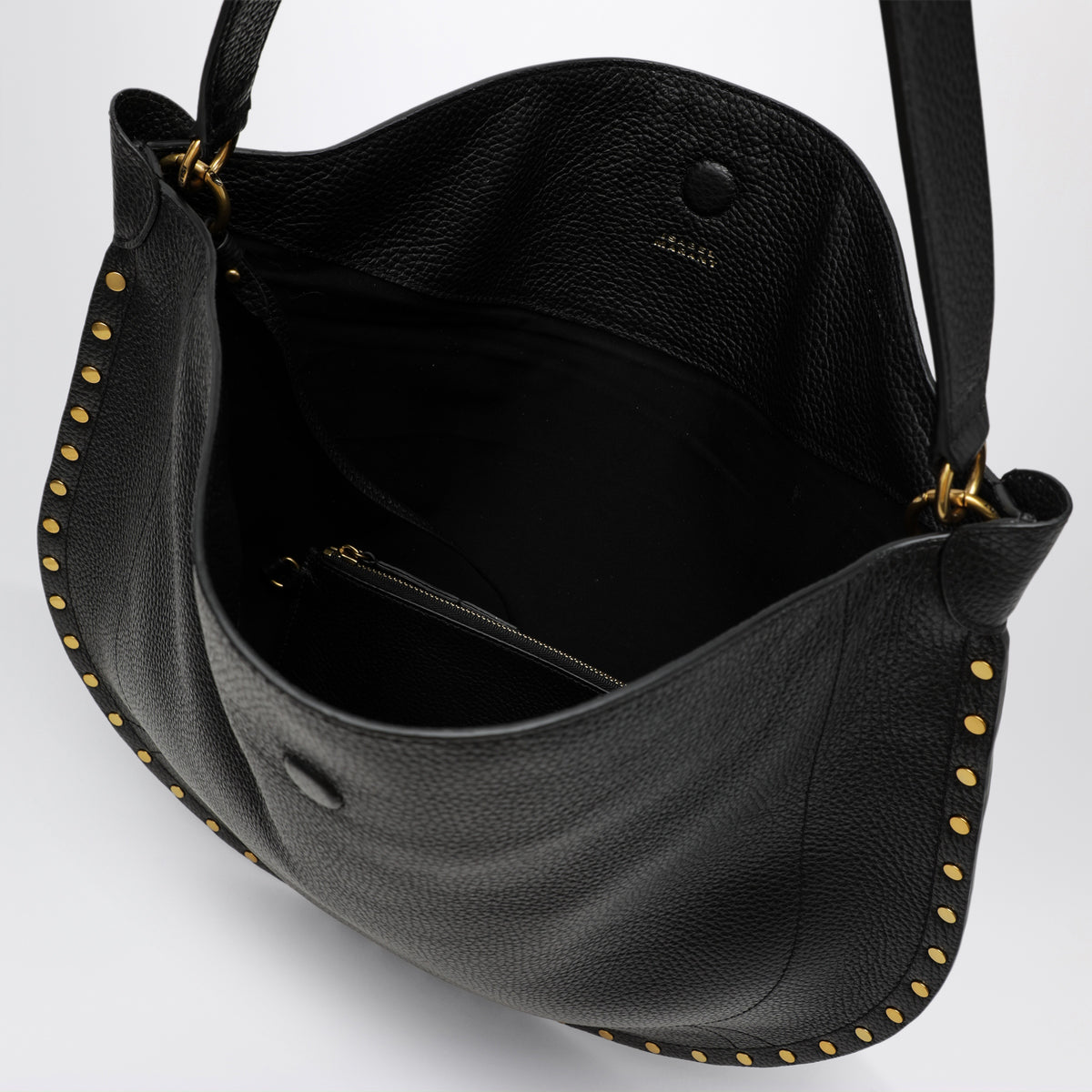 Oskan Hobo Soft Bag aus schwarzem gehämmertem Leder