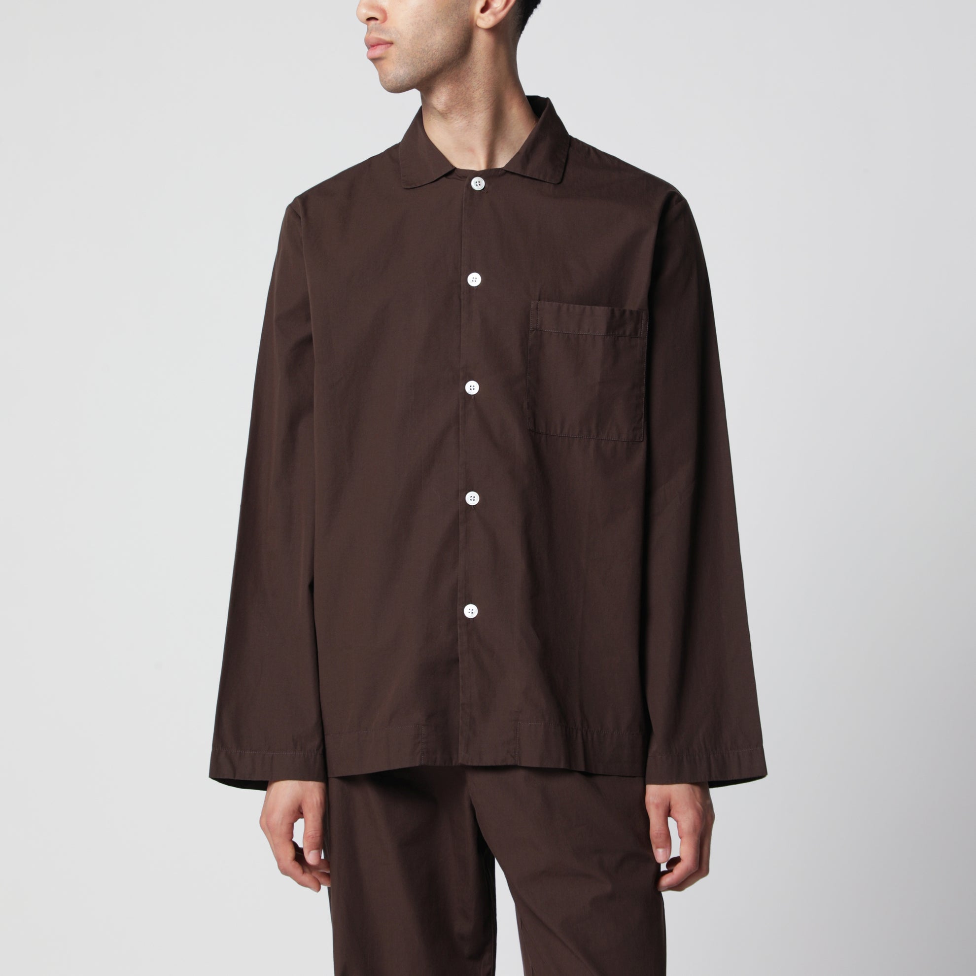 Camicia pigiama in cotone marrone