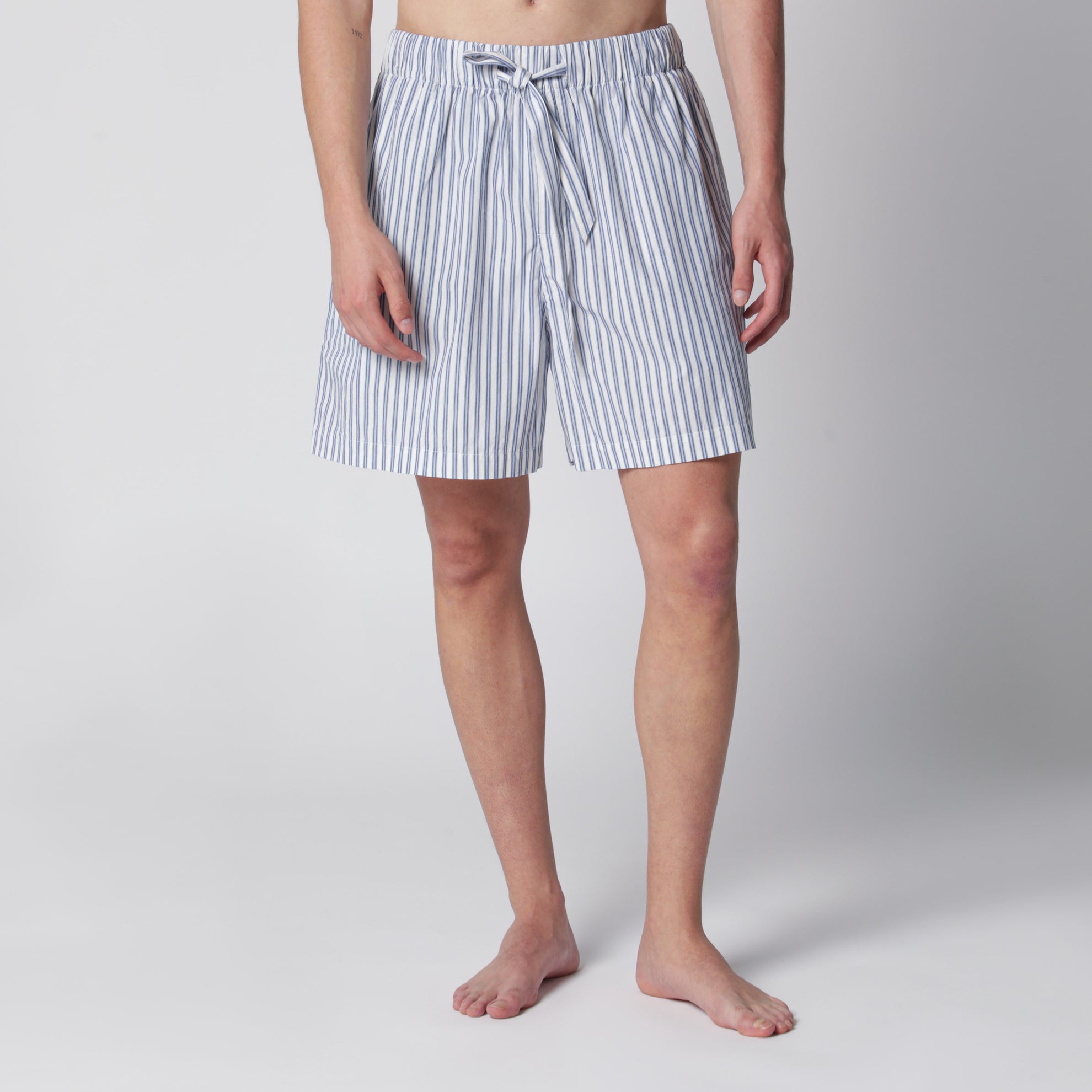 Short de pyjama blanc/bleu clair à rayures