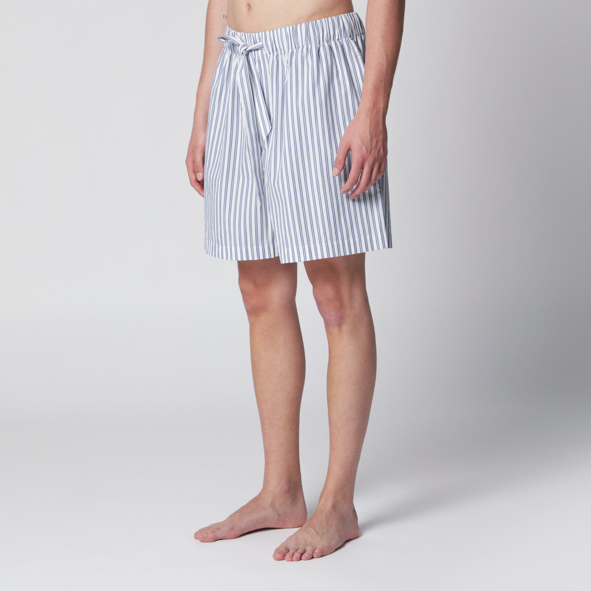 Short de pyjama blanc/bleu clair à rayures