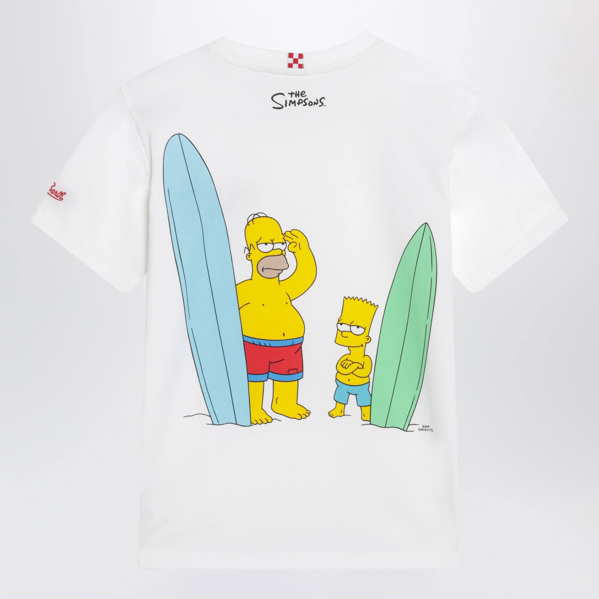 T-shirt bianca con stampa The Simpsons Homer e Bart