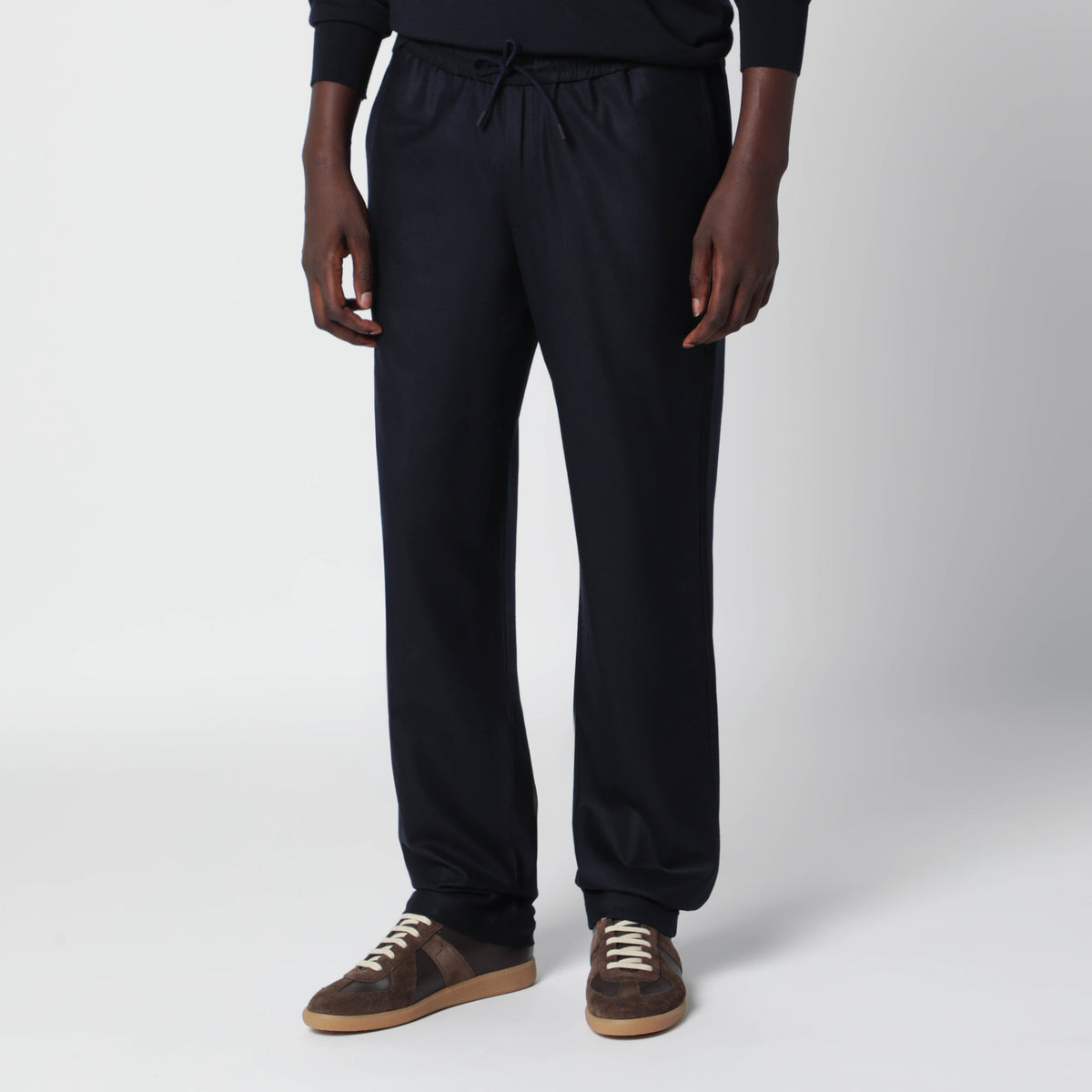 Navy blue Mindset trousers in wool flannel