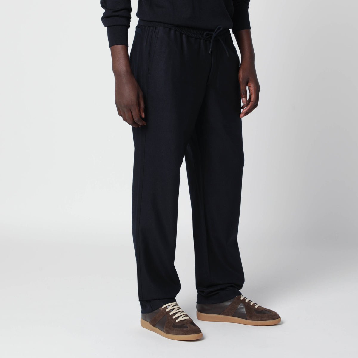 Navy blue Mindset trousers in wool flannel
