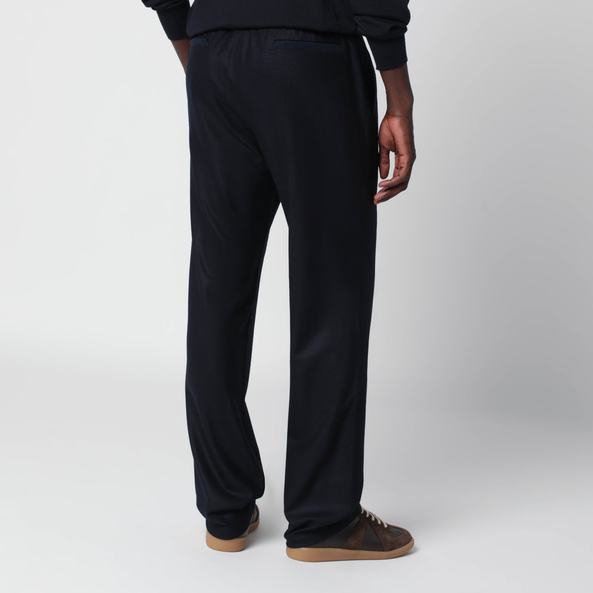 Navy blue Mindset trousers in wool flannel