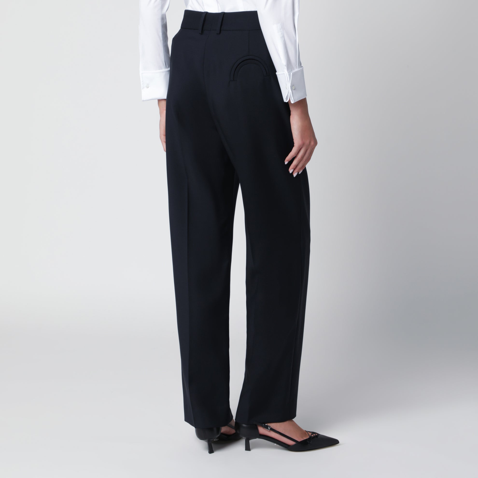 Pantaloni Fox First Class blu navy con pinces in misto lana