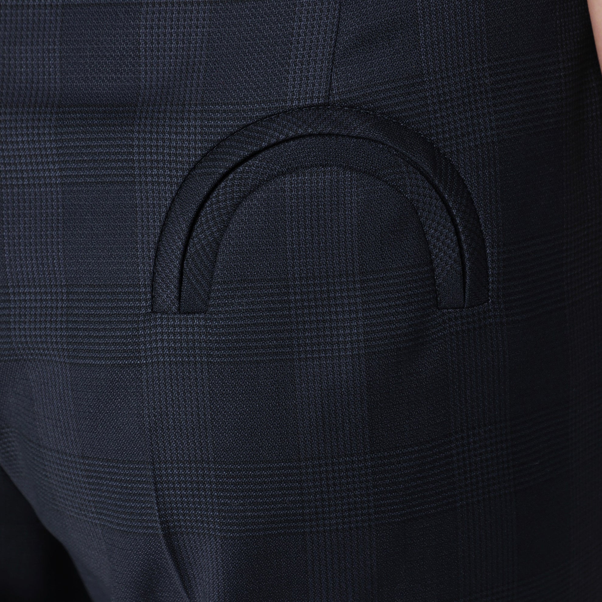 Pantalon Lundy bleu marine motif Prince de Galles en laine