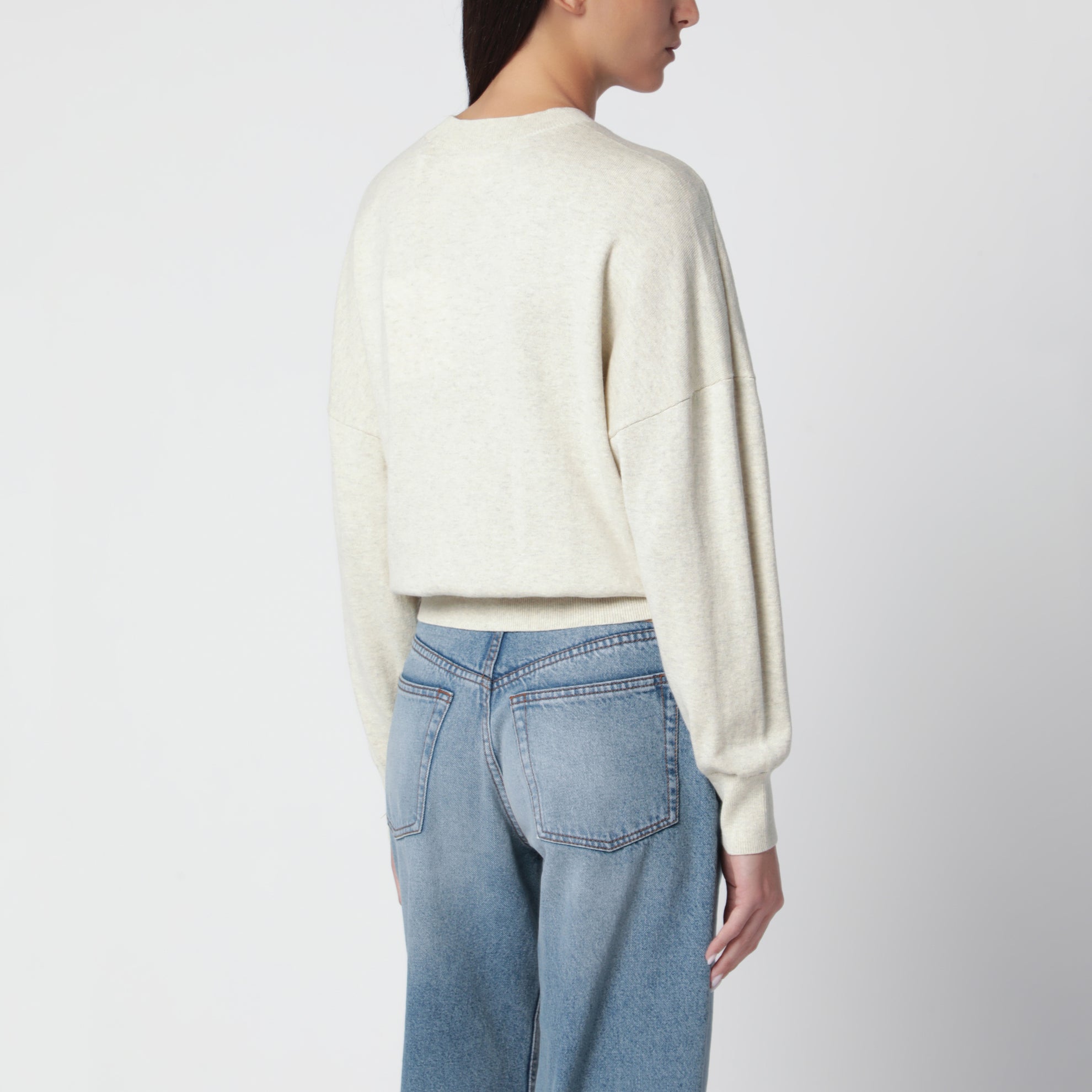 Pull Marisans gris clair en coton et laine