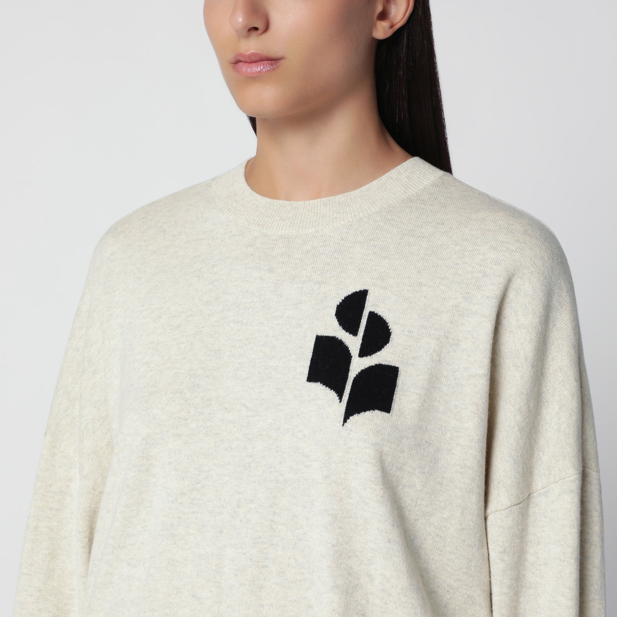 Pull Marisans gris clair en coton et laine
