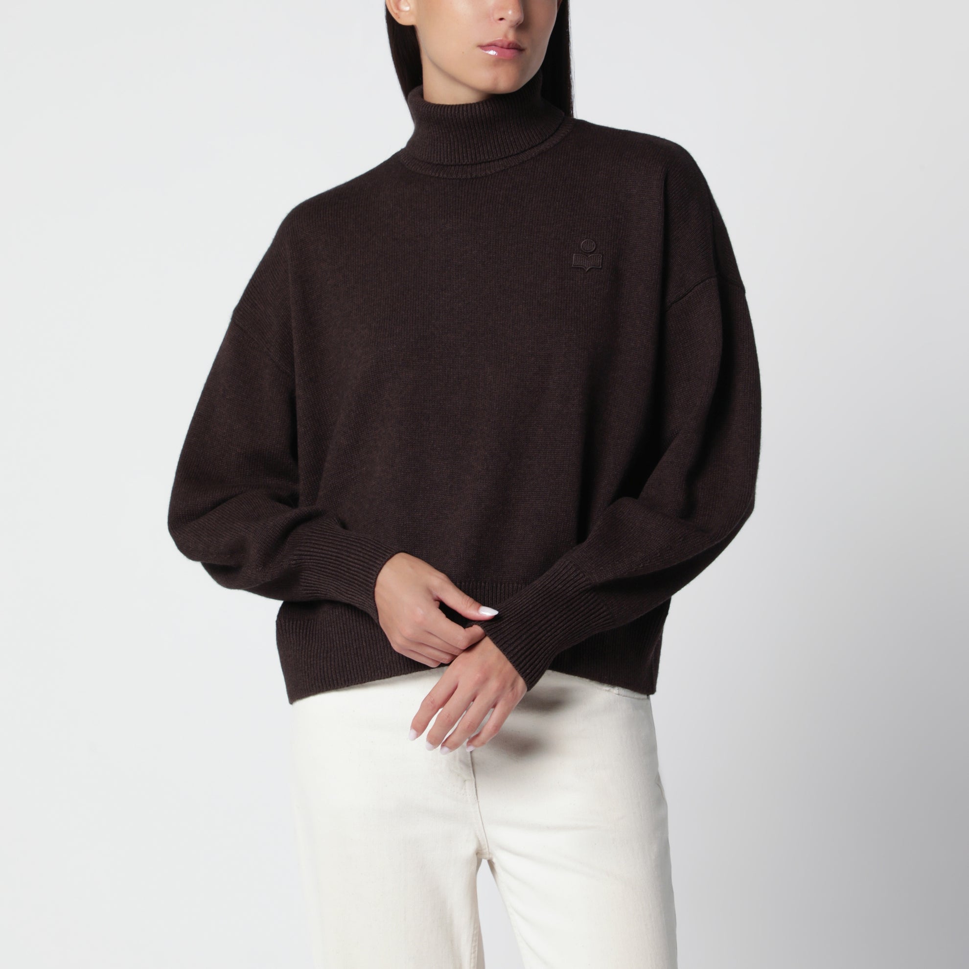 Nasha Chocolate Cotton-Wool Turtleneck