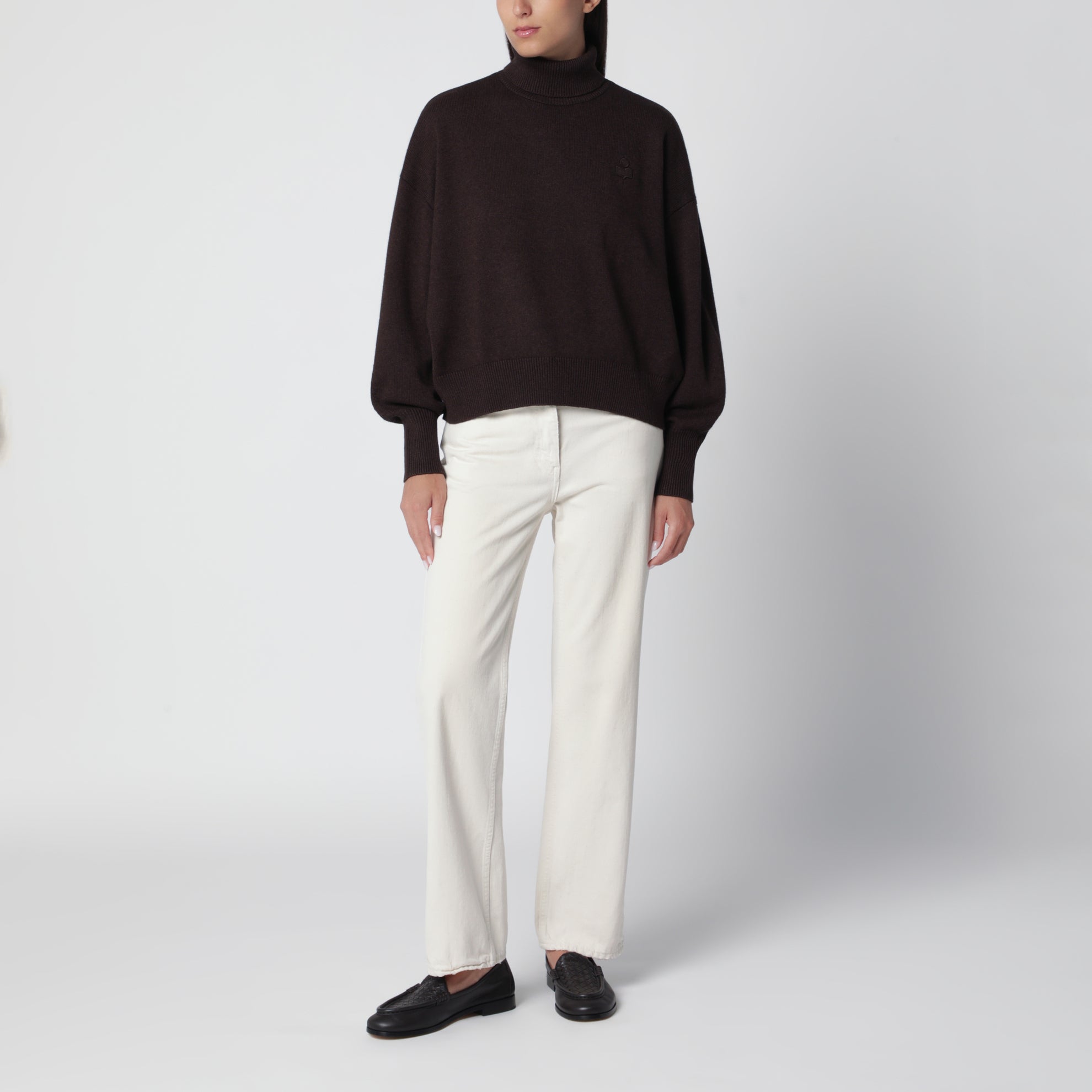 Nasha Chocolate Cotton-Wool Turtleneck