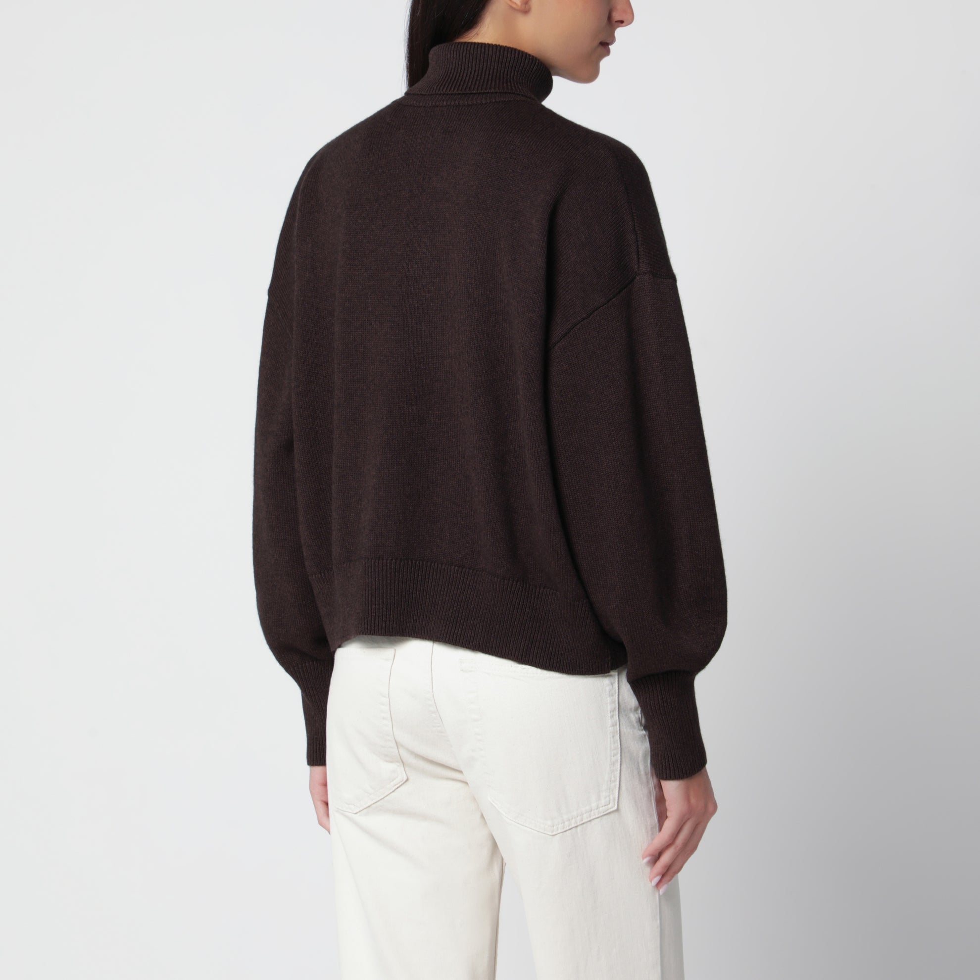 Nasha Chocolate Cotton-Wool Turtleneck