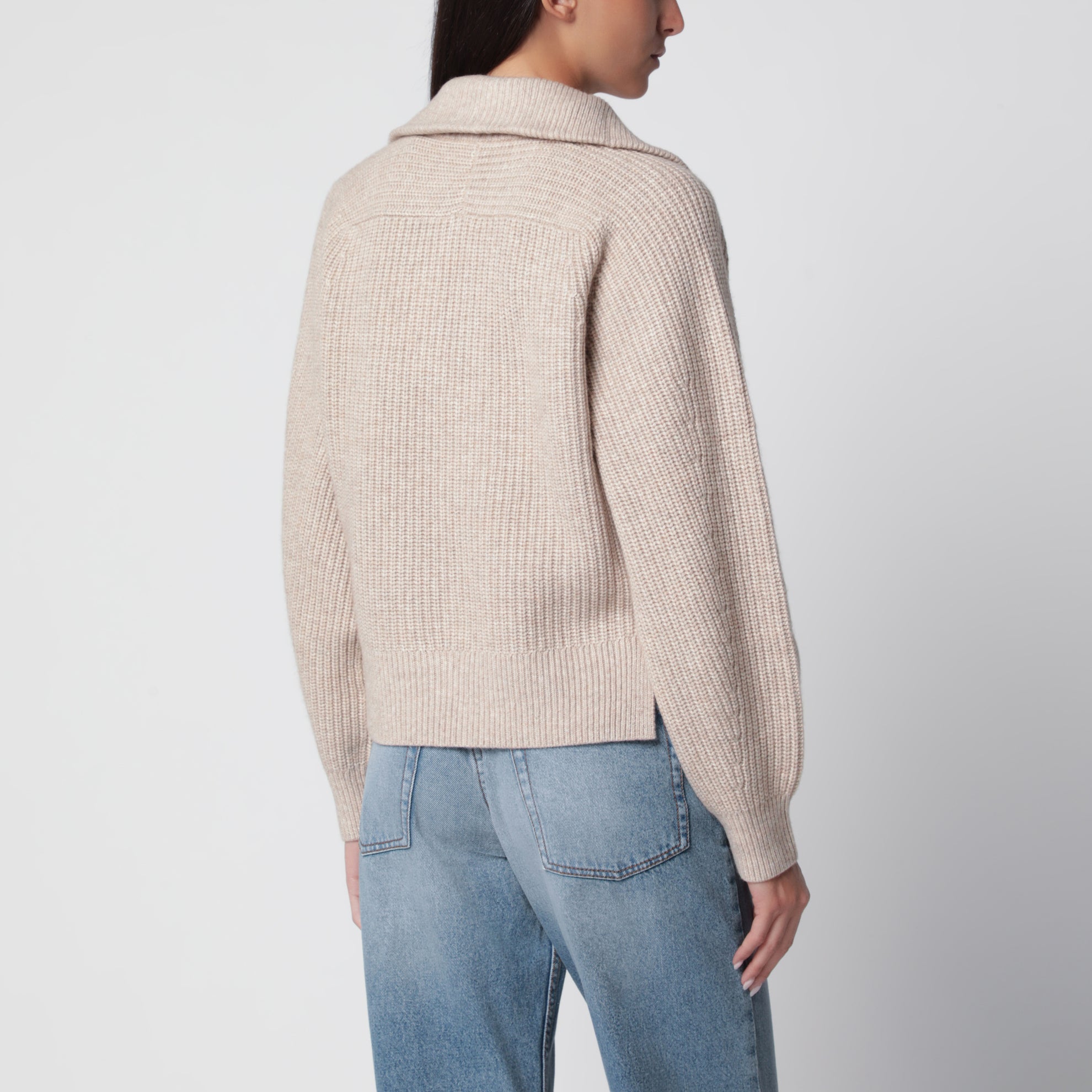 Pull beige en laine et cachemire