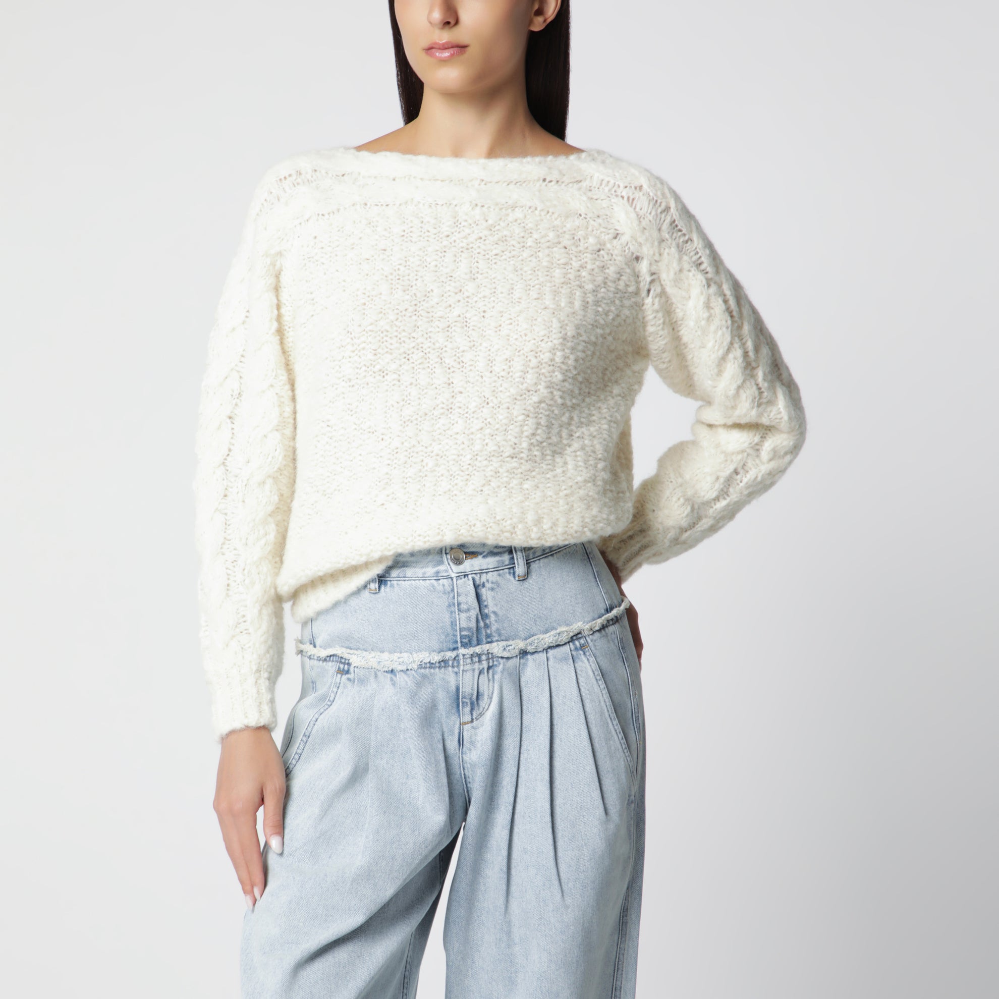 Écru wool-blend sweater