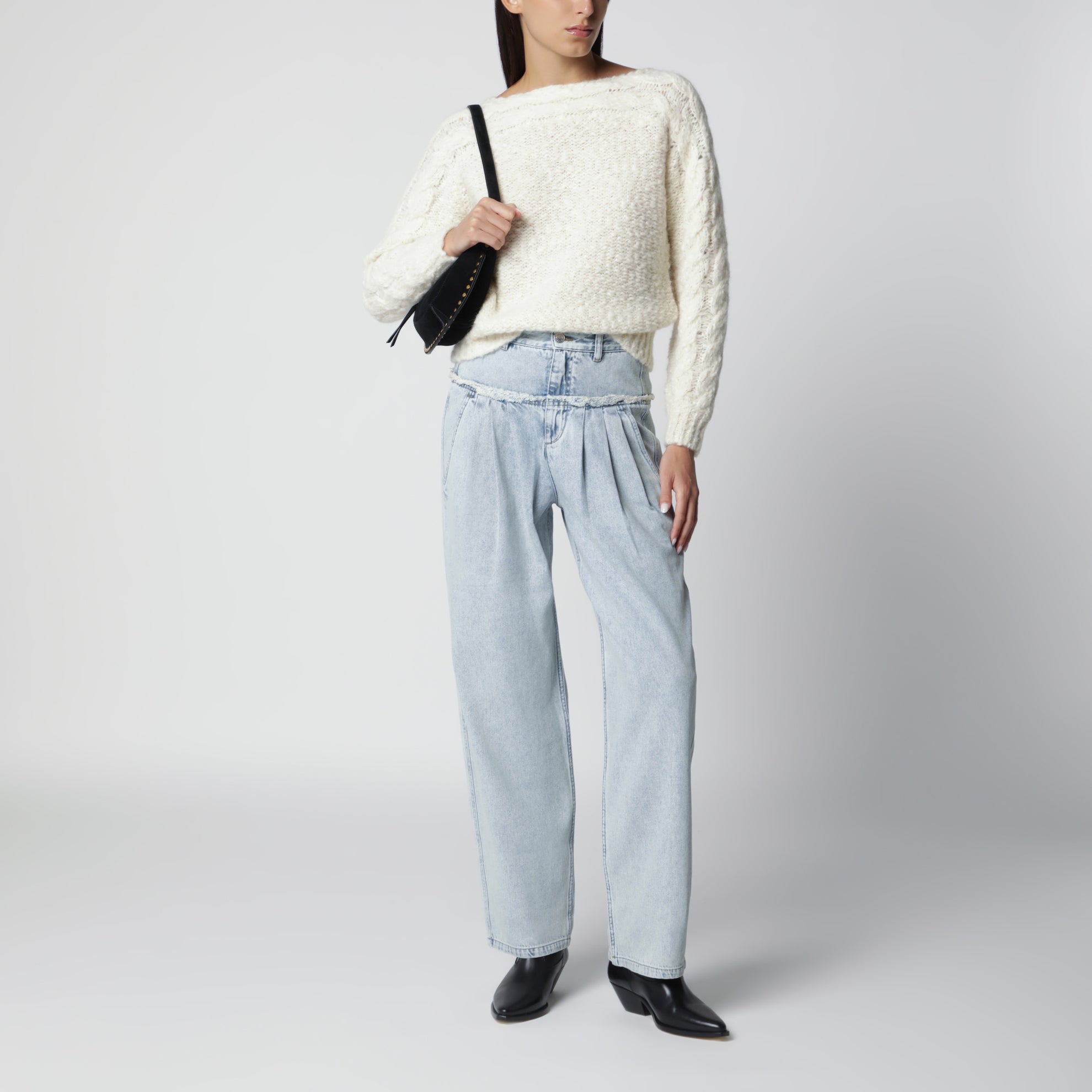Écru wool-blend sweater