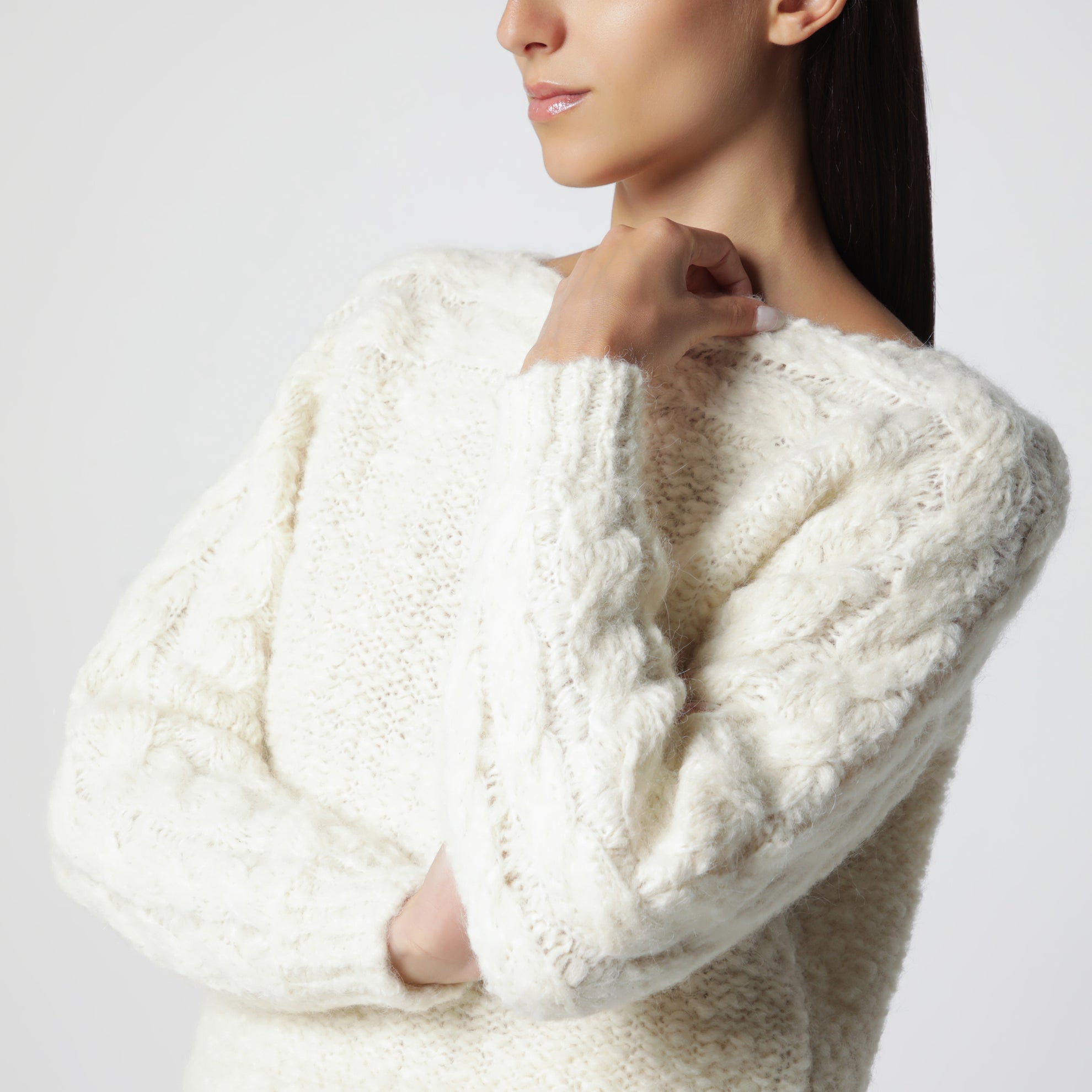 Écru wool-blend sweater