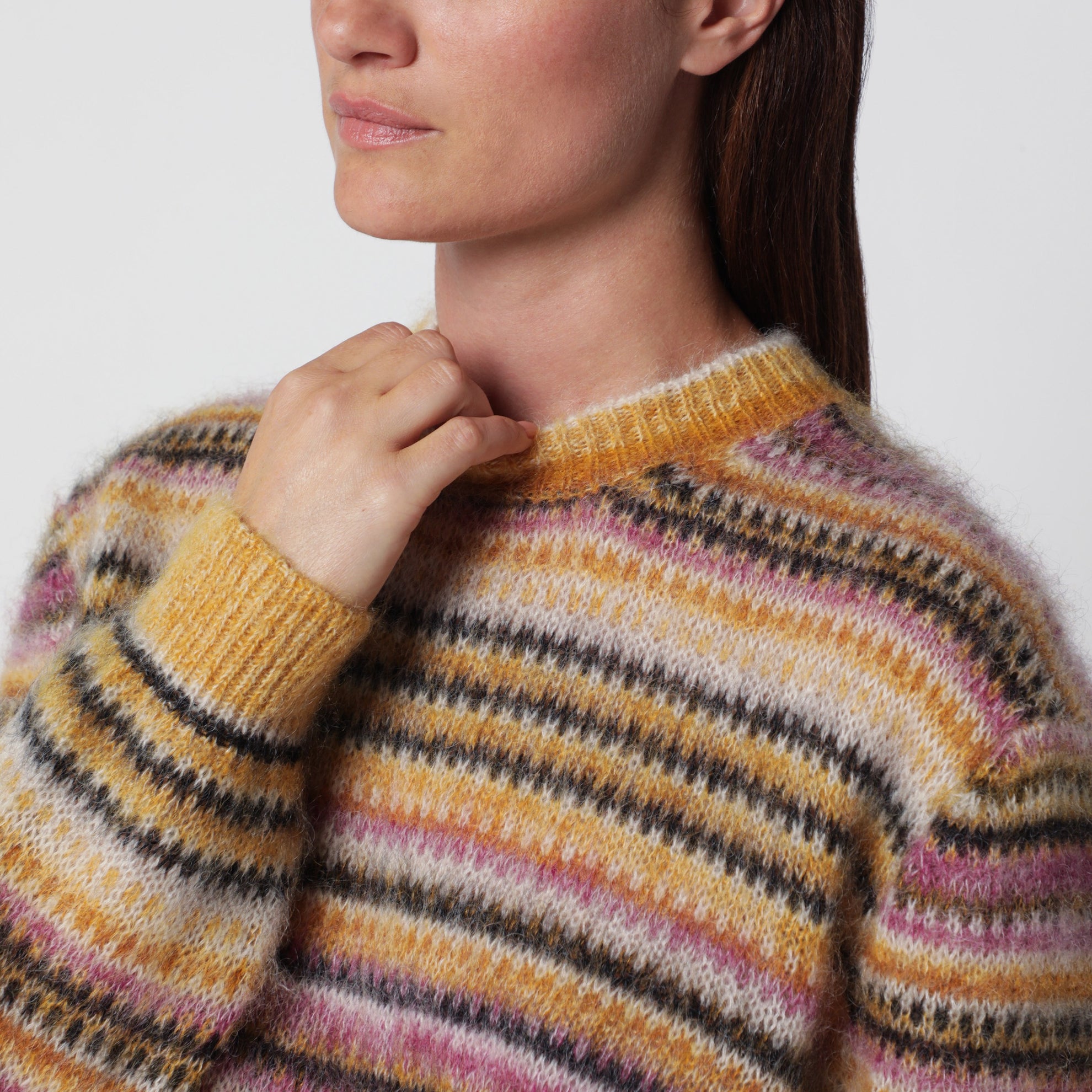 Morine mehrfarbig gestreifter Mohairpullover