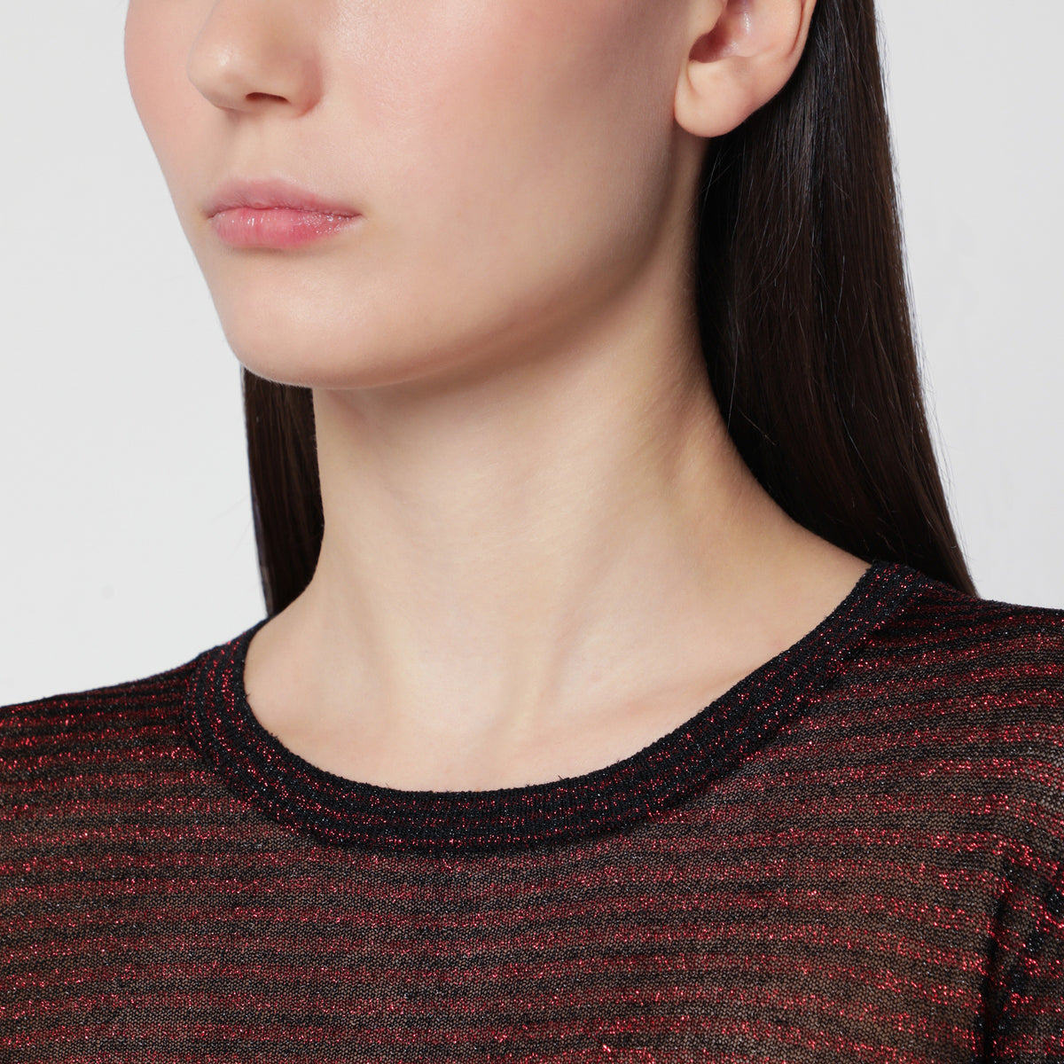 Pull en cupro noir et rouge Cenaya