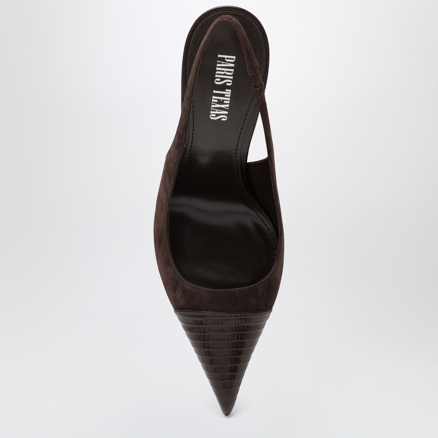 Brown suede and leather slingback