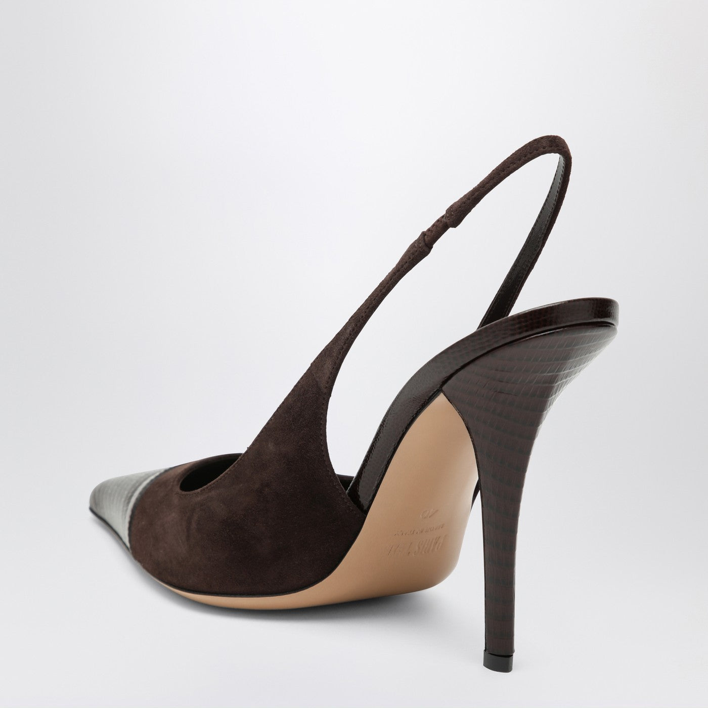 Brown suede and leather slingback