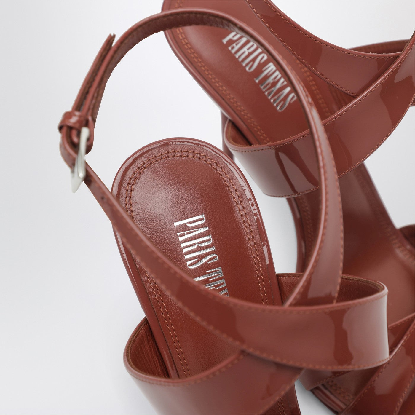 Lidia sandals in Desert Rose patent leather