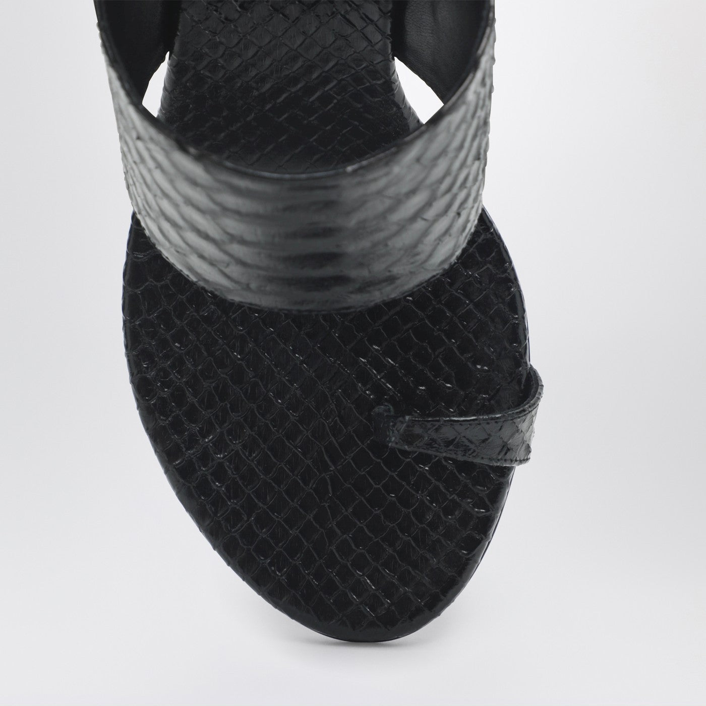 Paris Texas Lidia python-effect black leather thong mule | TheDoubleF