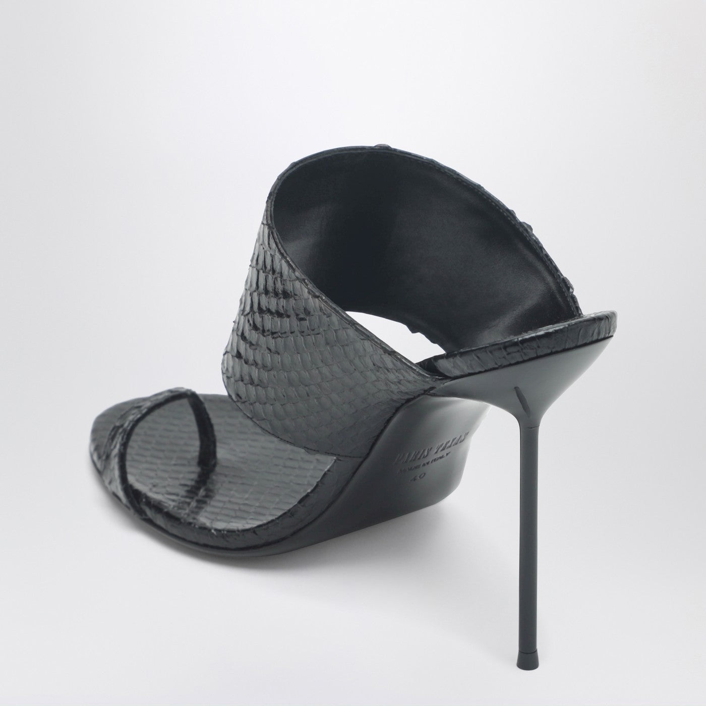 Paris Texas Lidia python-effect black leather thong mule | TheDoubleF