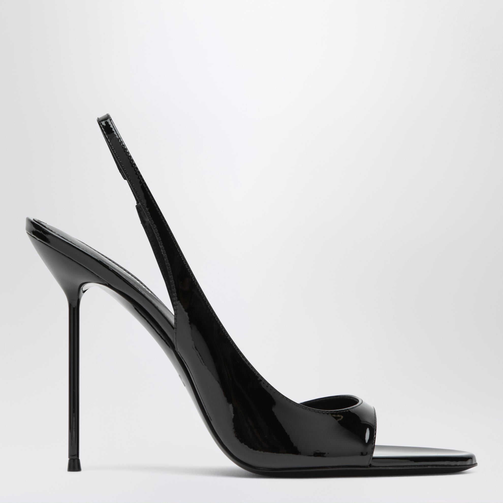 Black patent slingback sandals