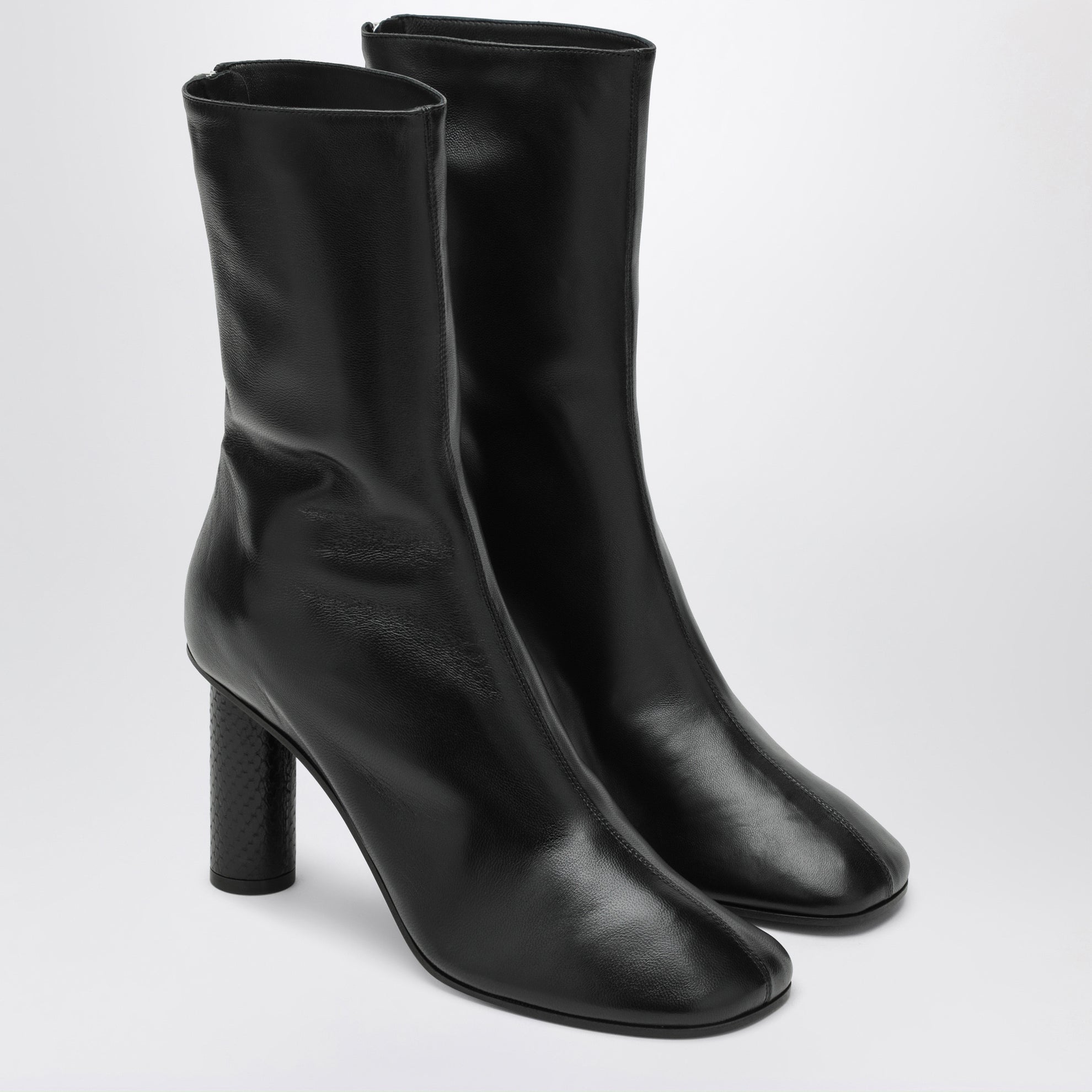 Alice Black Leather Ankle Boots