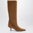 Knee-high cognac goat suede boots