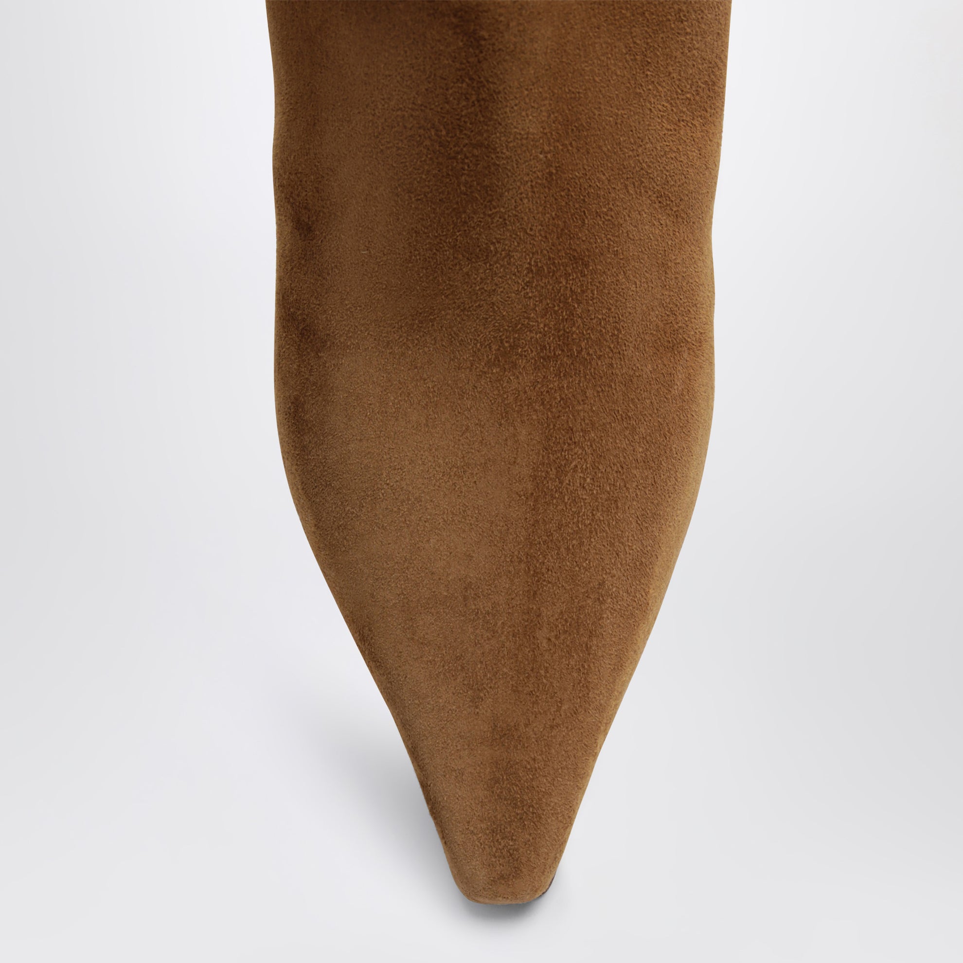 Knee-high cognac goat suede boots