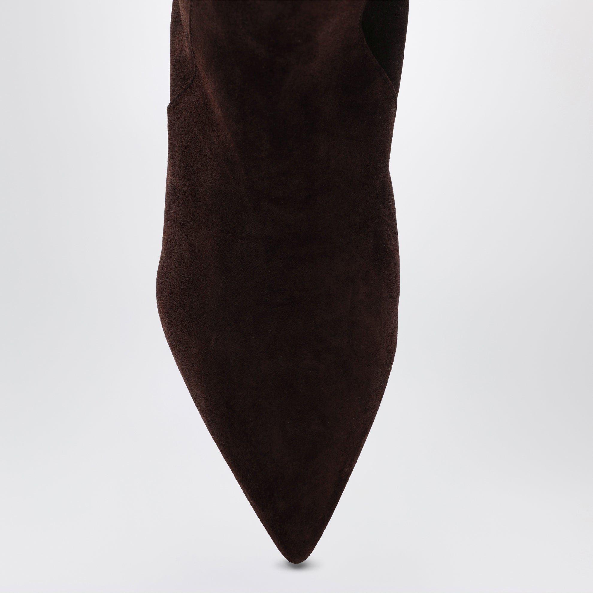 Chocolate suede pointed-toe boots
