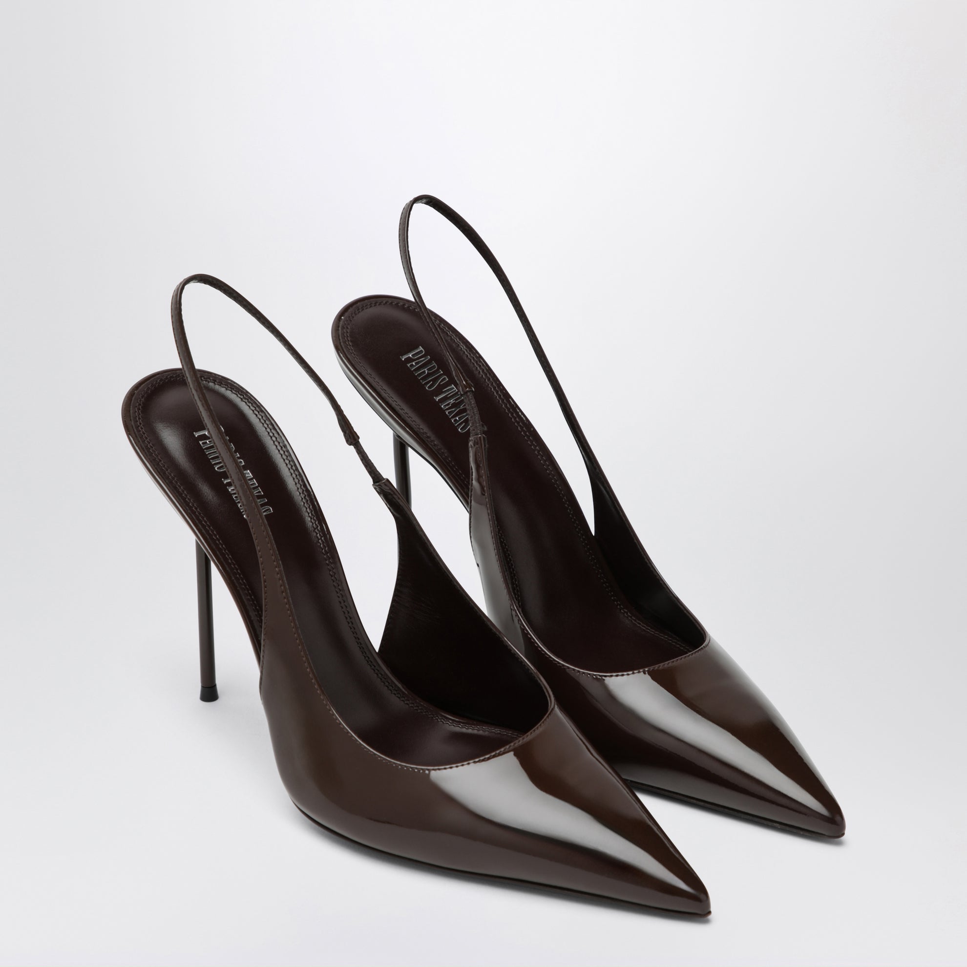 Escarpins slingback Lidia en cuir verni couleur ébène