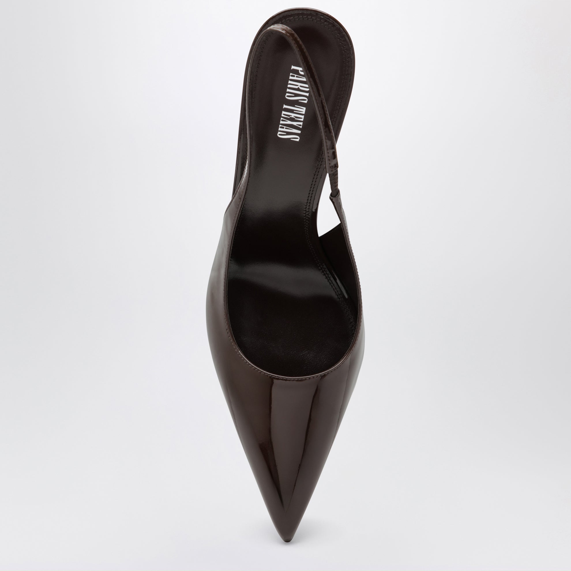 Escarpins slingback Lidia en cuir verni couleur ébène