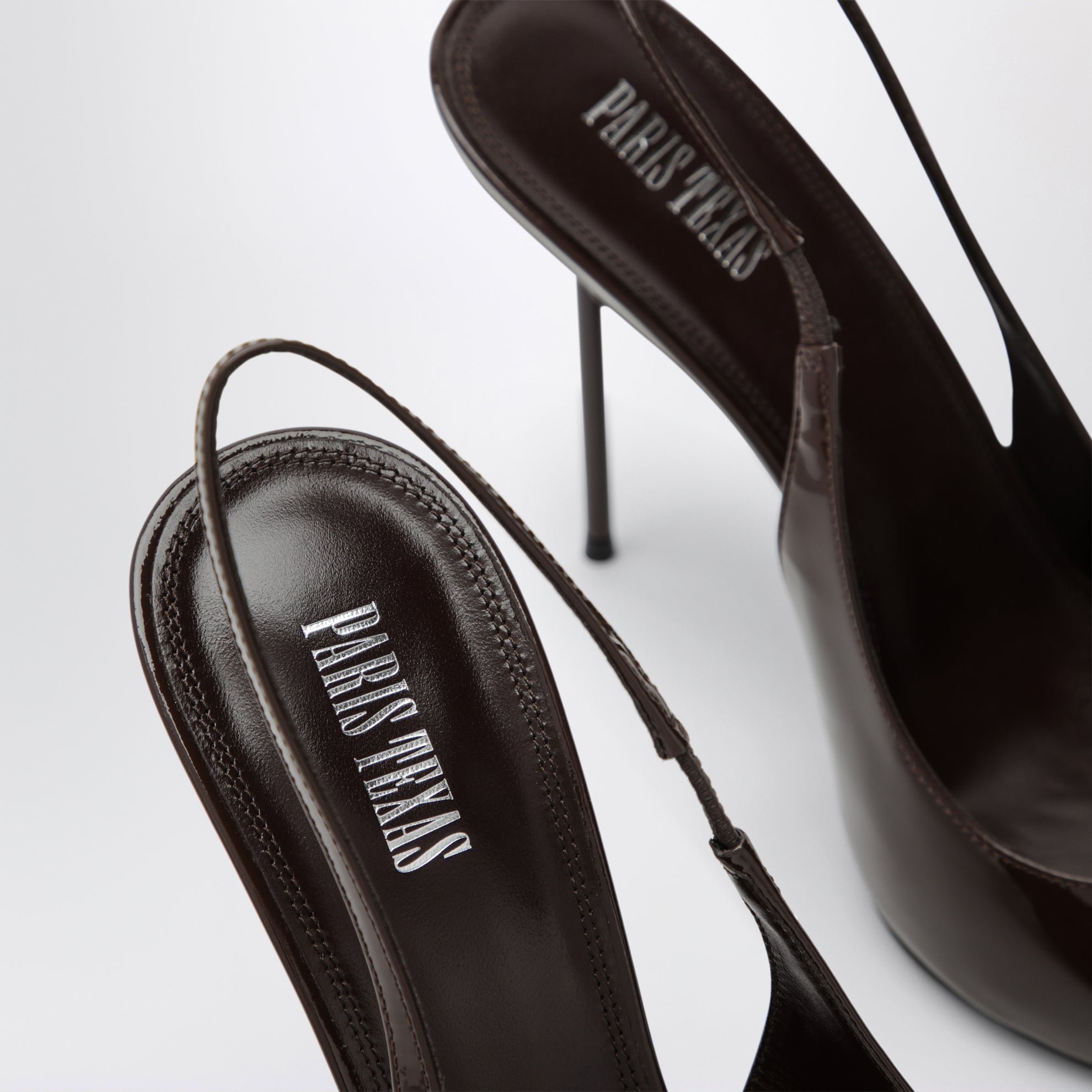 Escarpins slingback Lidia en cuir verni couleur ébène