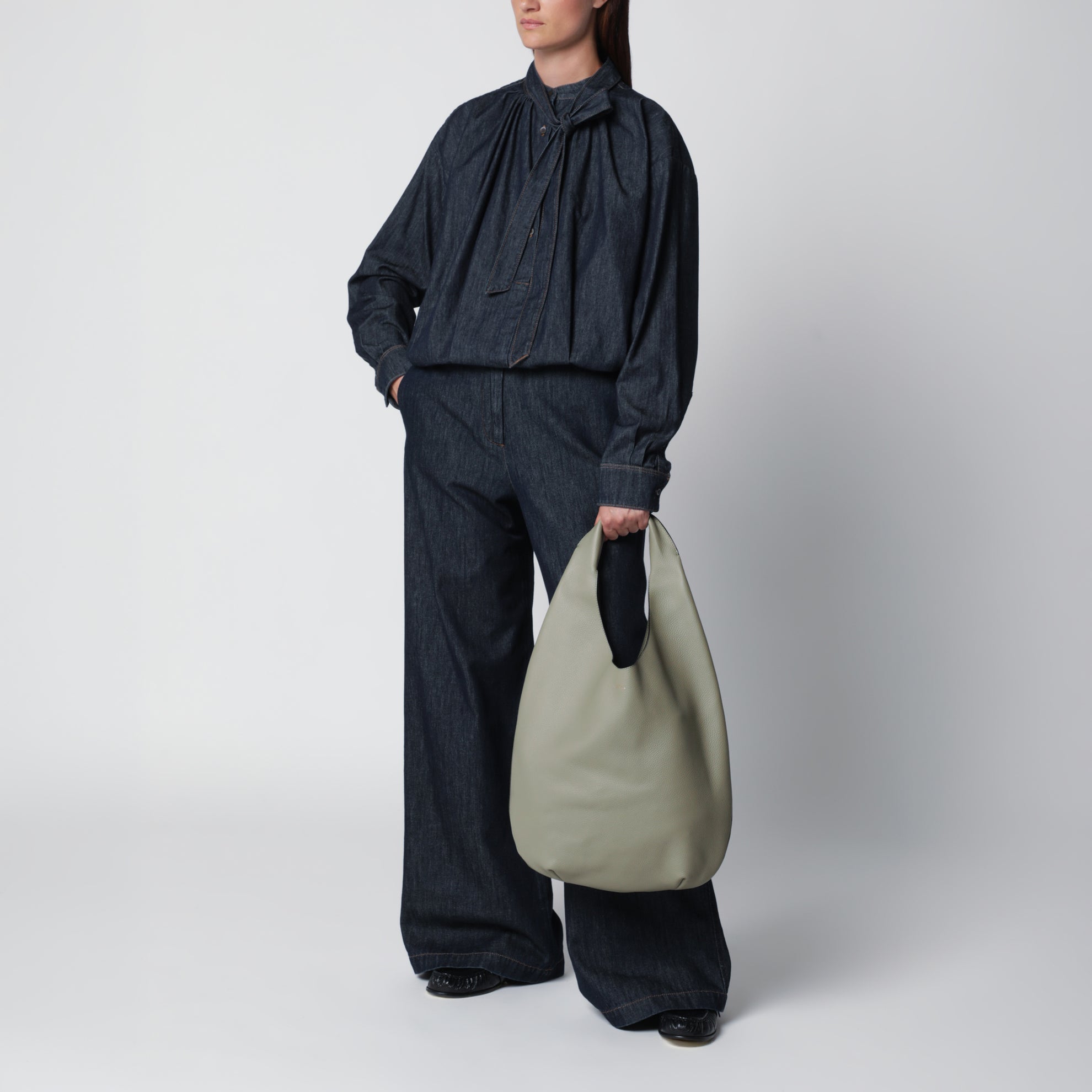 Sac en cuir vert pastel Le Neige
