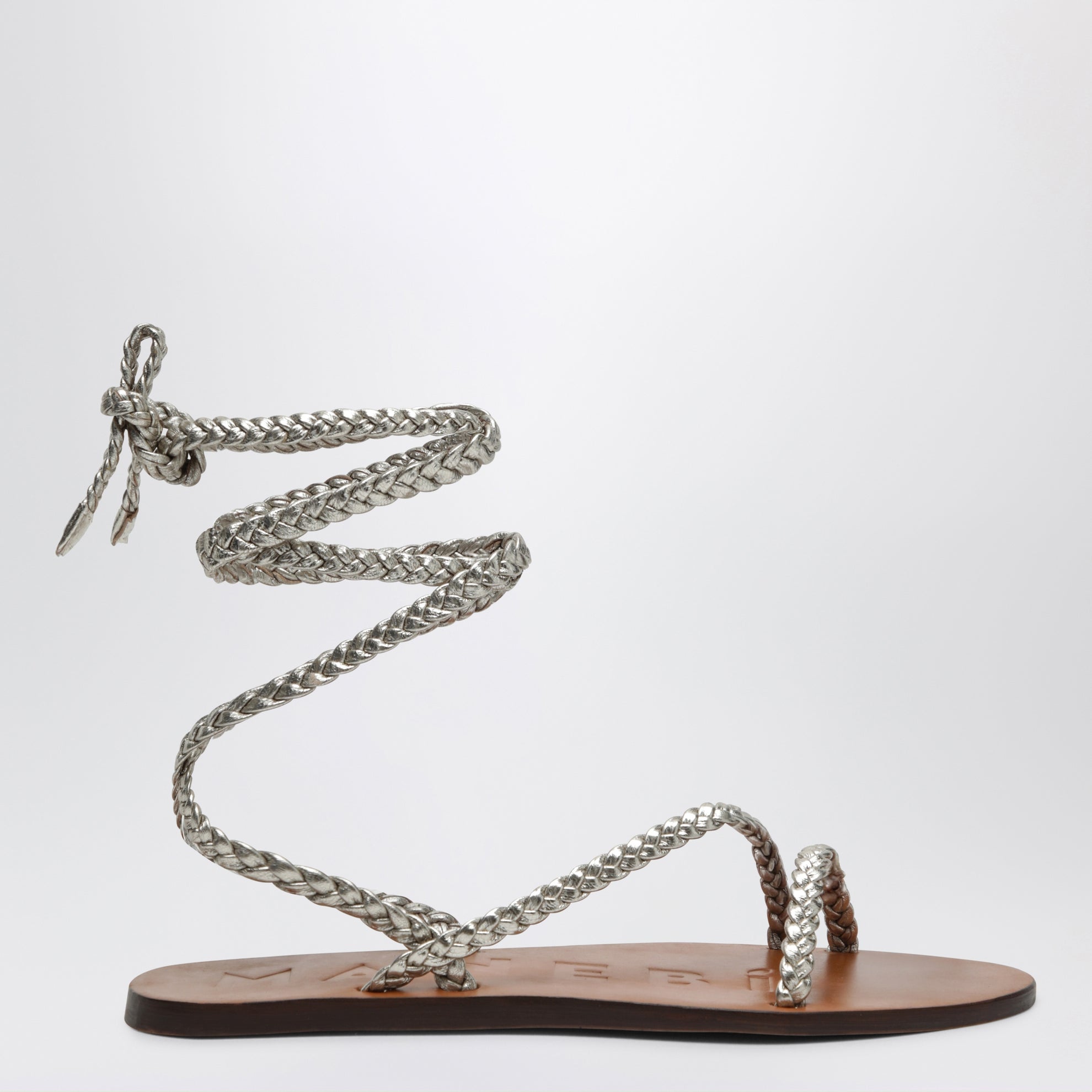Sandali color platino in pelle