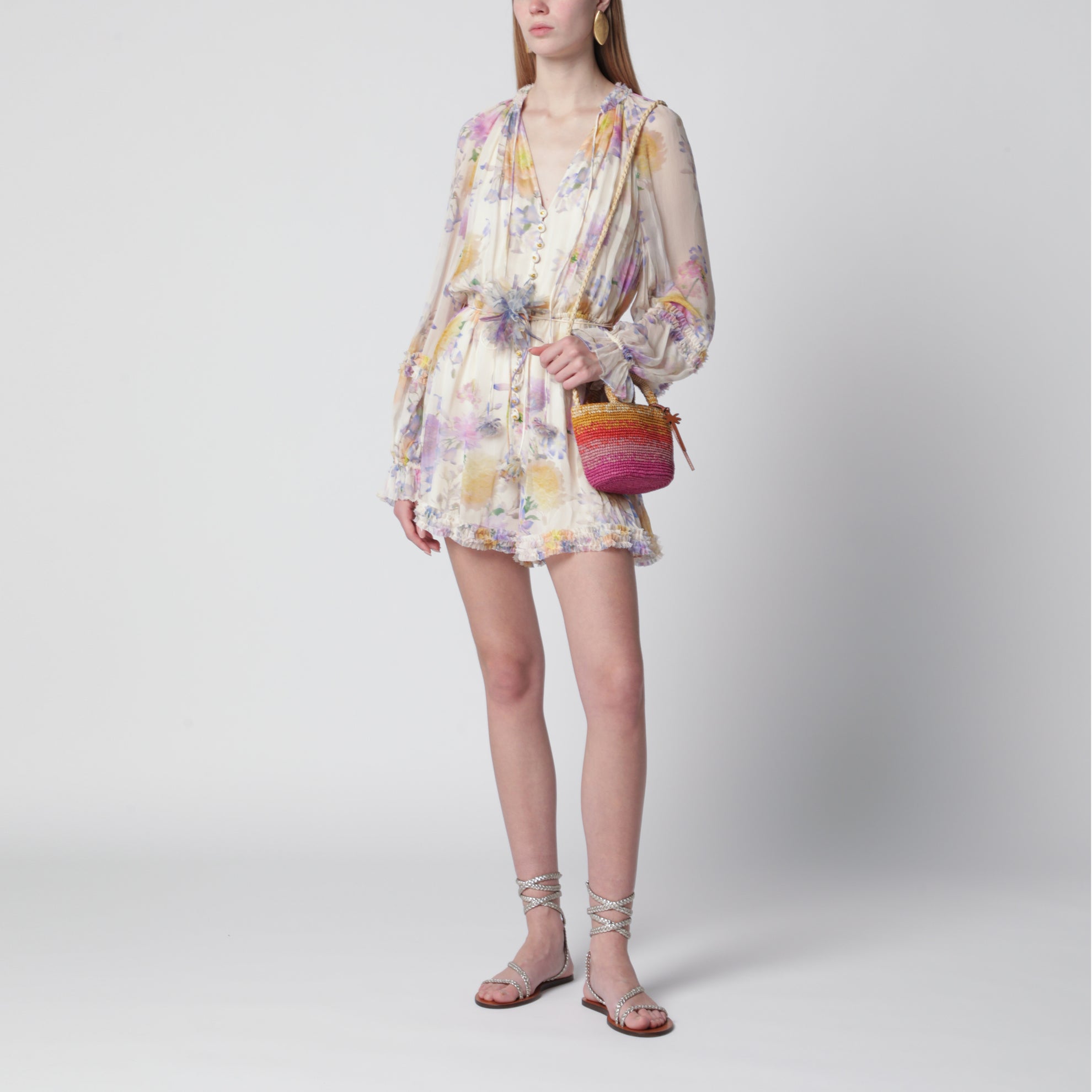 Sandali color platino in pelle
