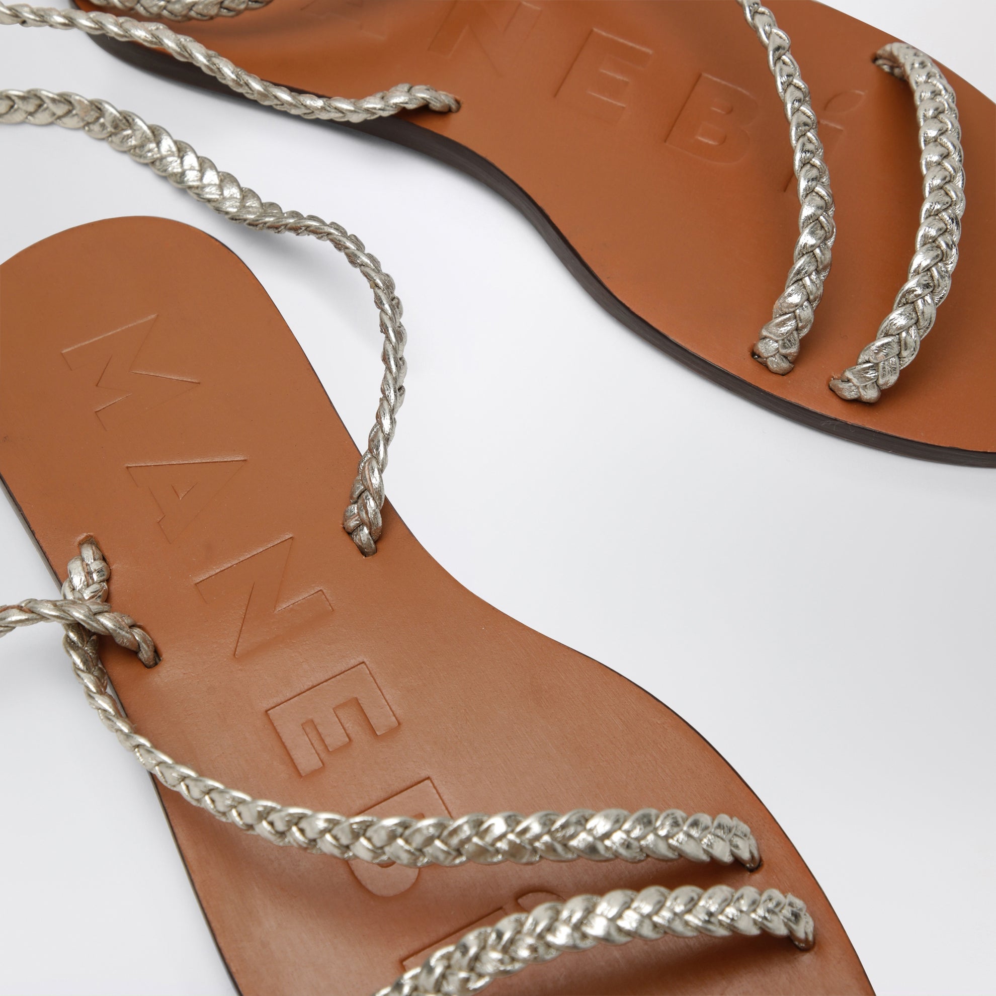 Sandali color platino in pelle