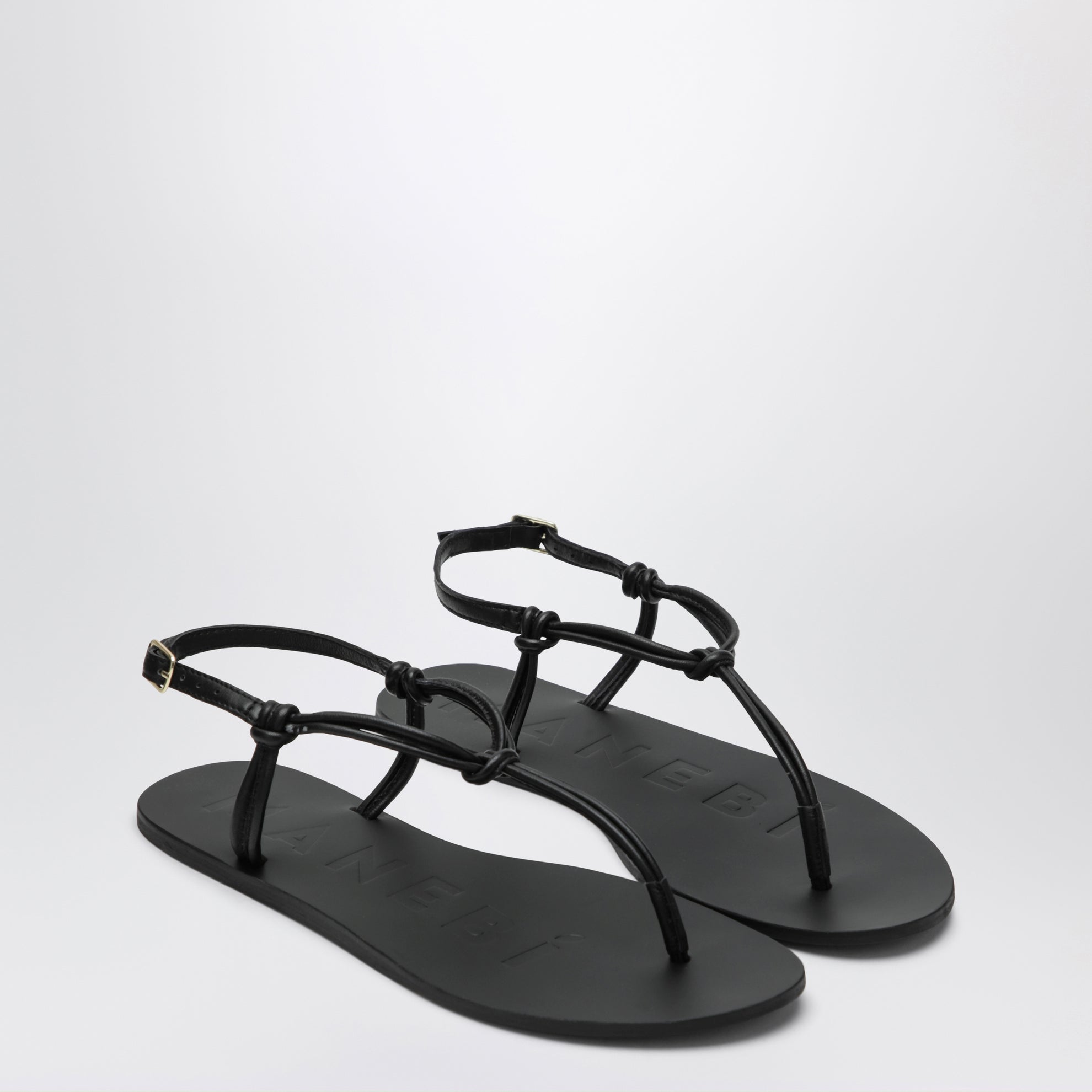 Sandali infradito neri in pelle
