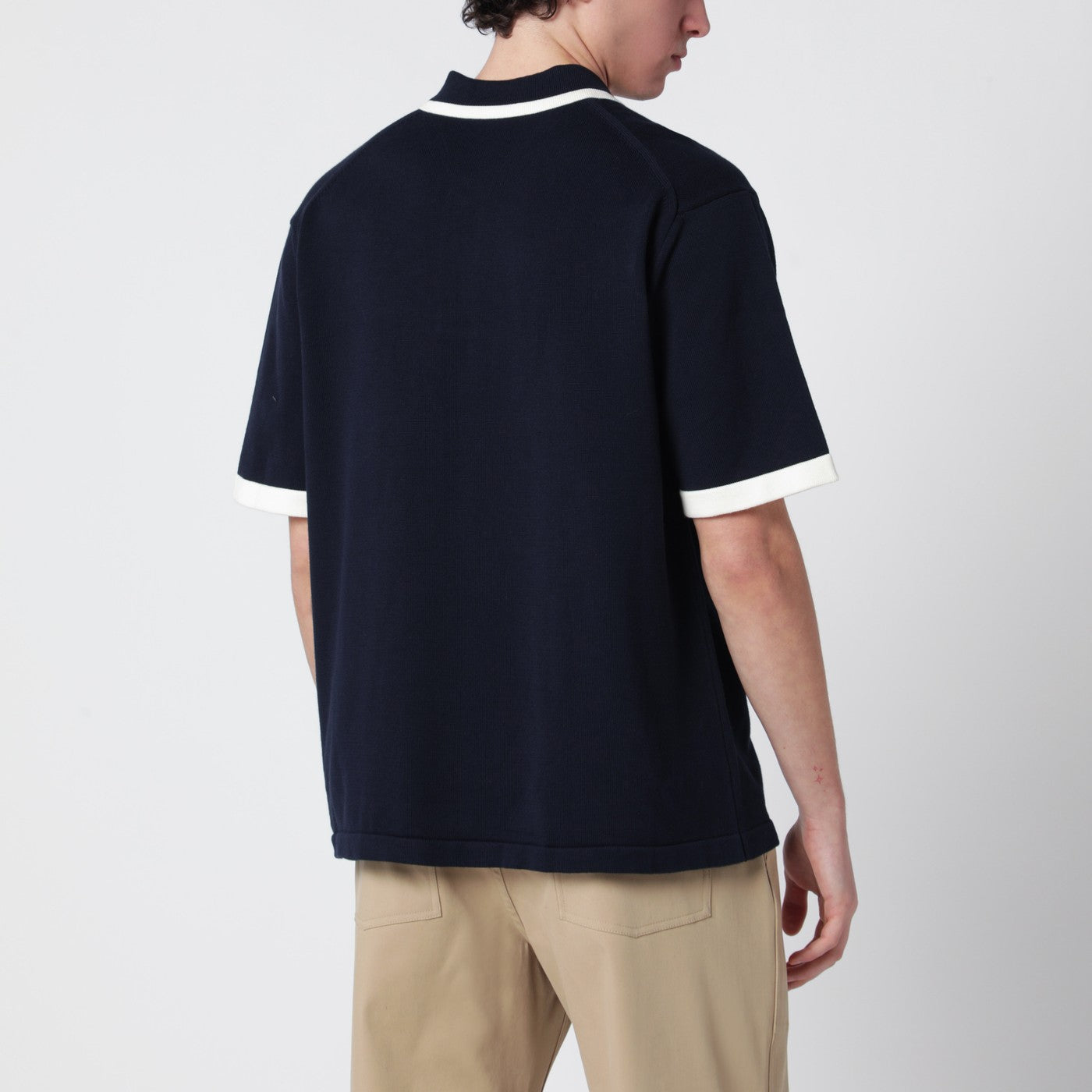 Marineblaues Comfort-Fit Poloshirt aus Baumwolle