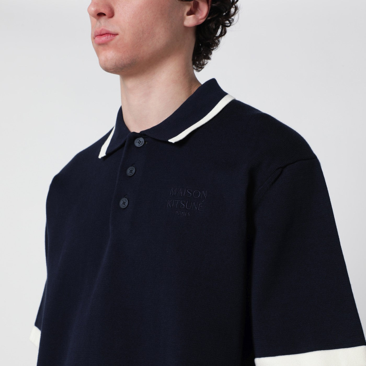 Marineblaues Comfort-Fit Poloshirt aus Baumwolle