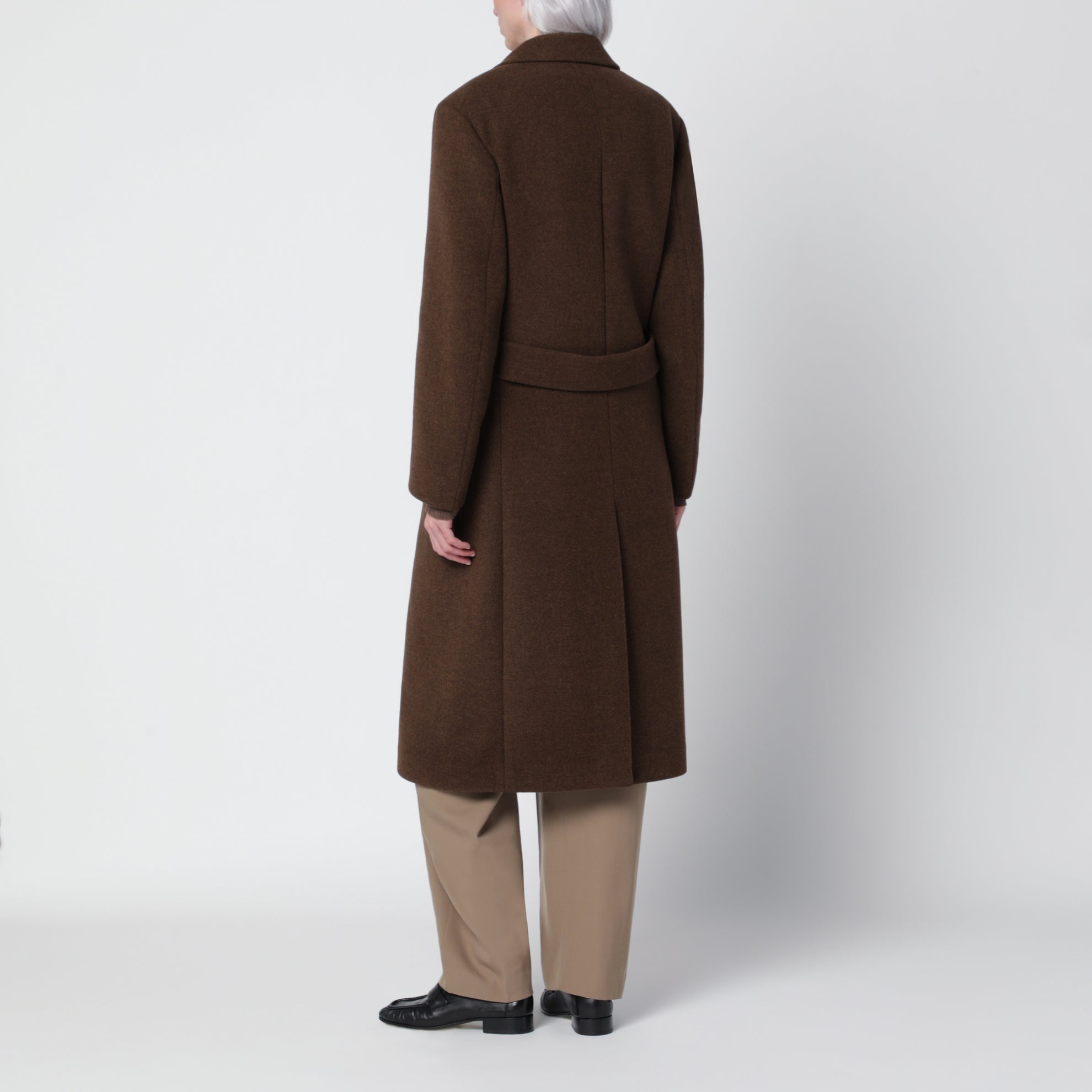 Cappotto Bamira marrone mélange in lana vergine